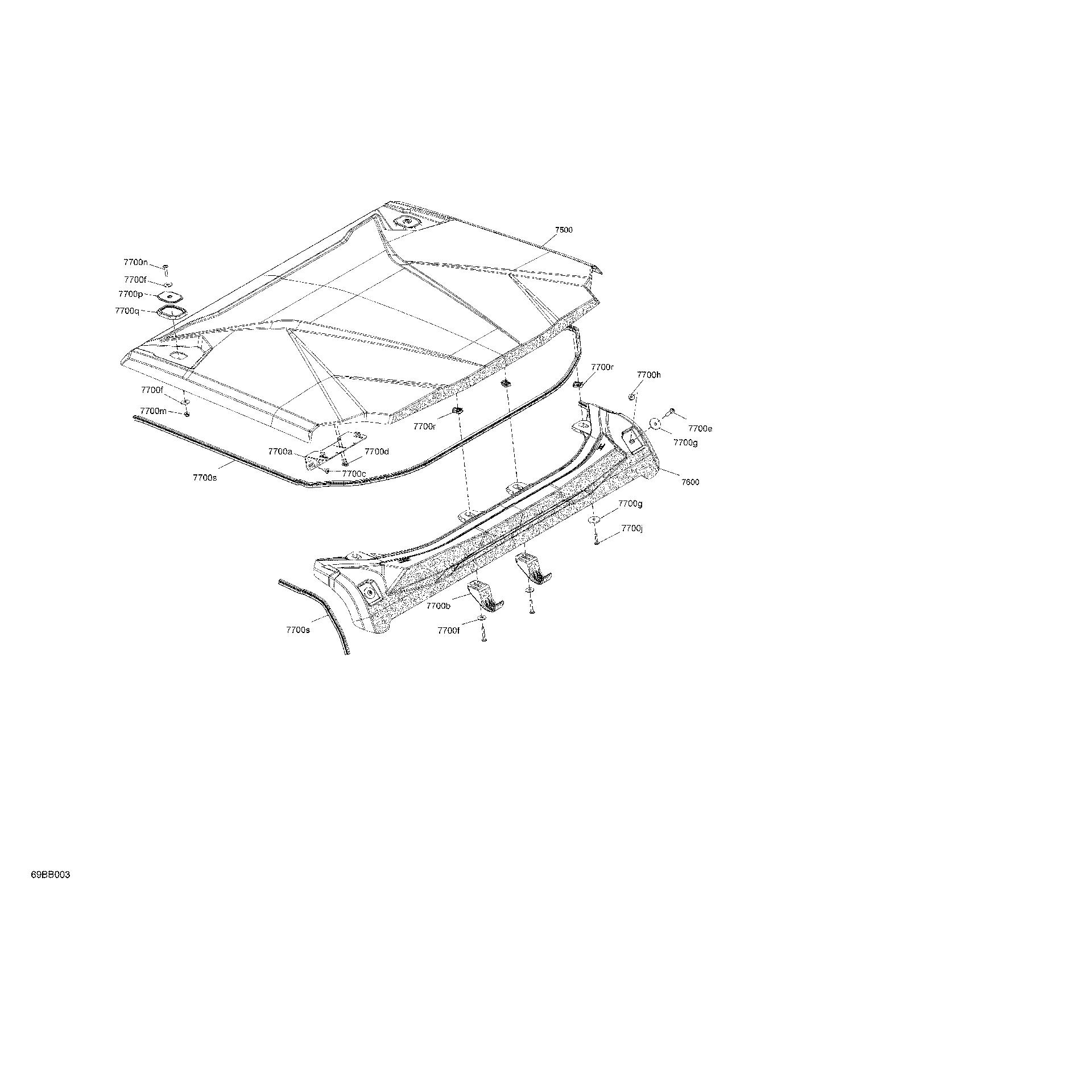 An Image of a Genuine Can-Am Parts Schematic Diagram showing the schematic - BODY - ROOF