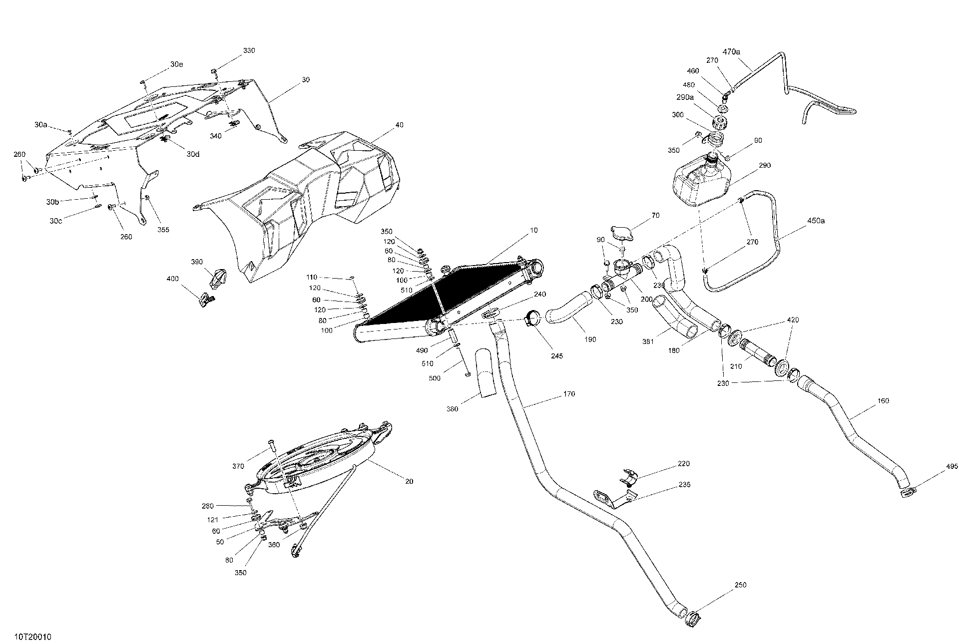 An Image of a Genuine Can-Am Parts Schematic Diagram showing the schematic - COOLING - SYSTEM