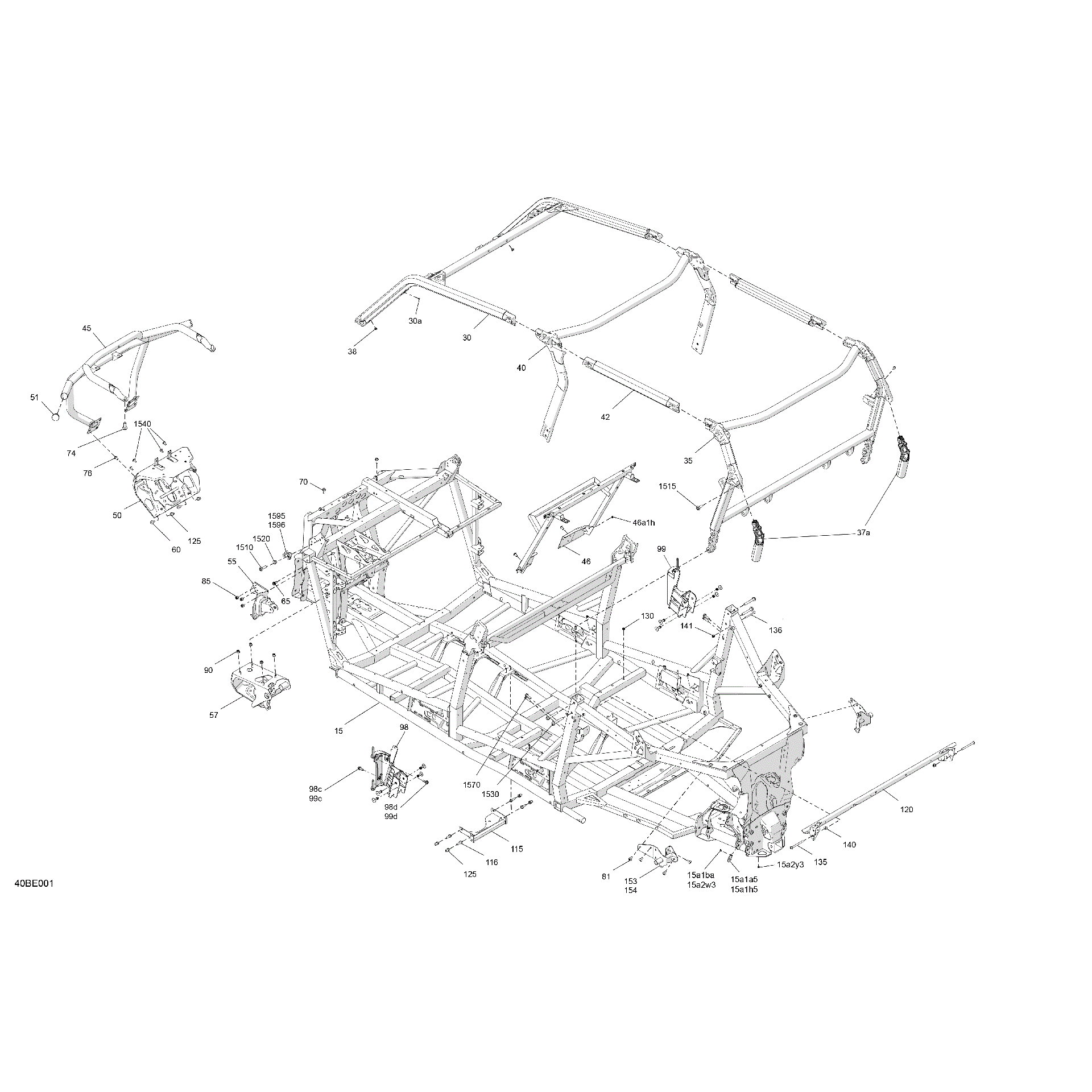 An Image of a Genuine Can-Am Parts Schematic Diagram showing the schematic - FRAME - SYSTEM
