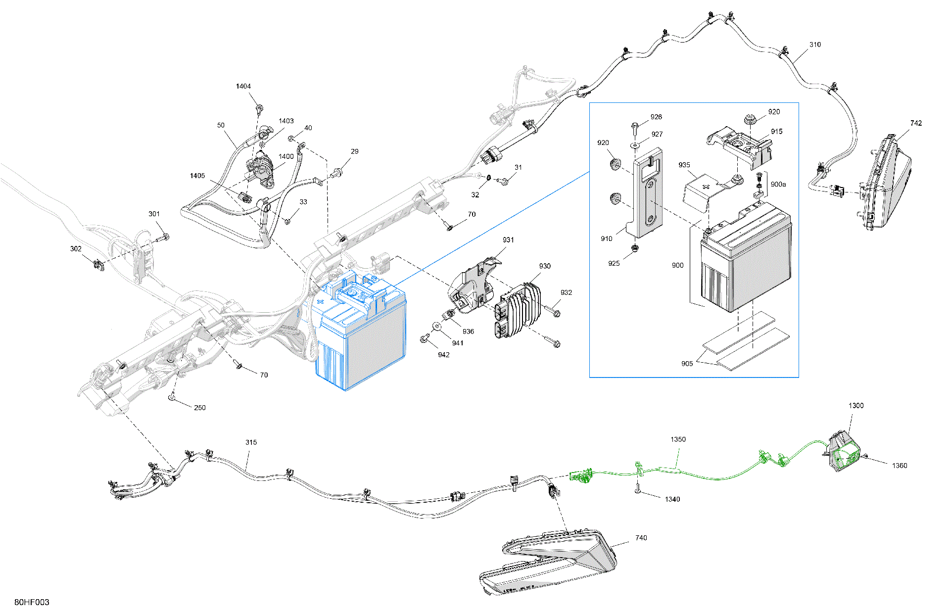 An Image of a Genuine Can-Am Parts Schematic Diagram showing the schematic - ELECTRIC - REAR SECTION