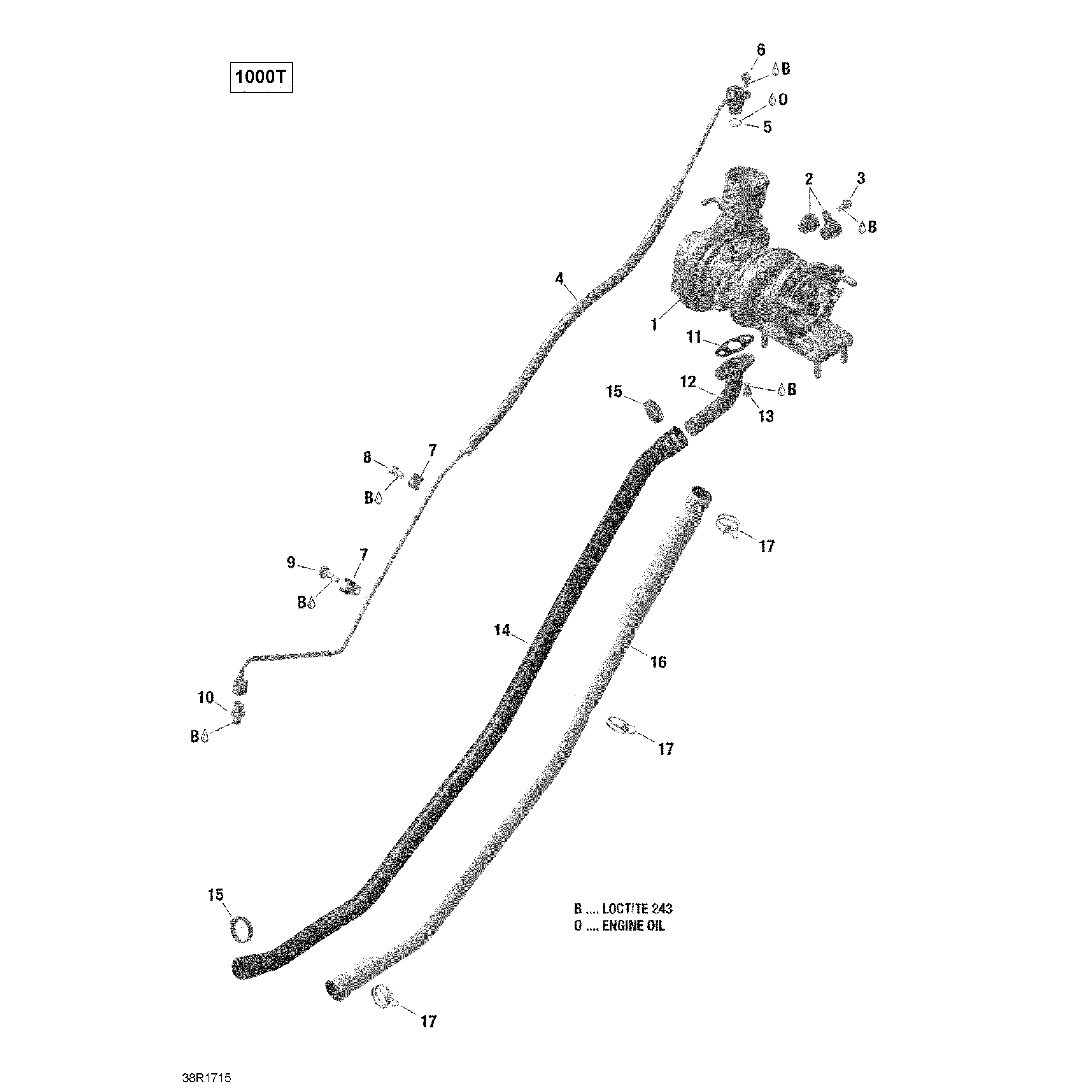 An Image of a Genuine Can-Am Parts Schematic Diagram showing the schematic - TURBOCHARGER