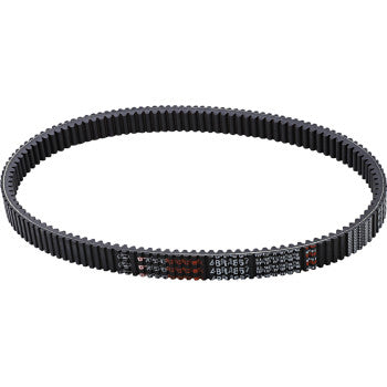 The CF Moto G Force Arctic Cat - Textron Tracker Drive BeSuzuki LT-R edLine by Gates is a black rubber timing belt with fiber-reinforced ethyl elastomer and white/orange markings, built for high-performance platforms.