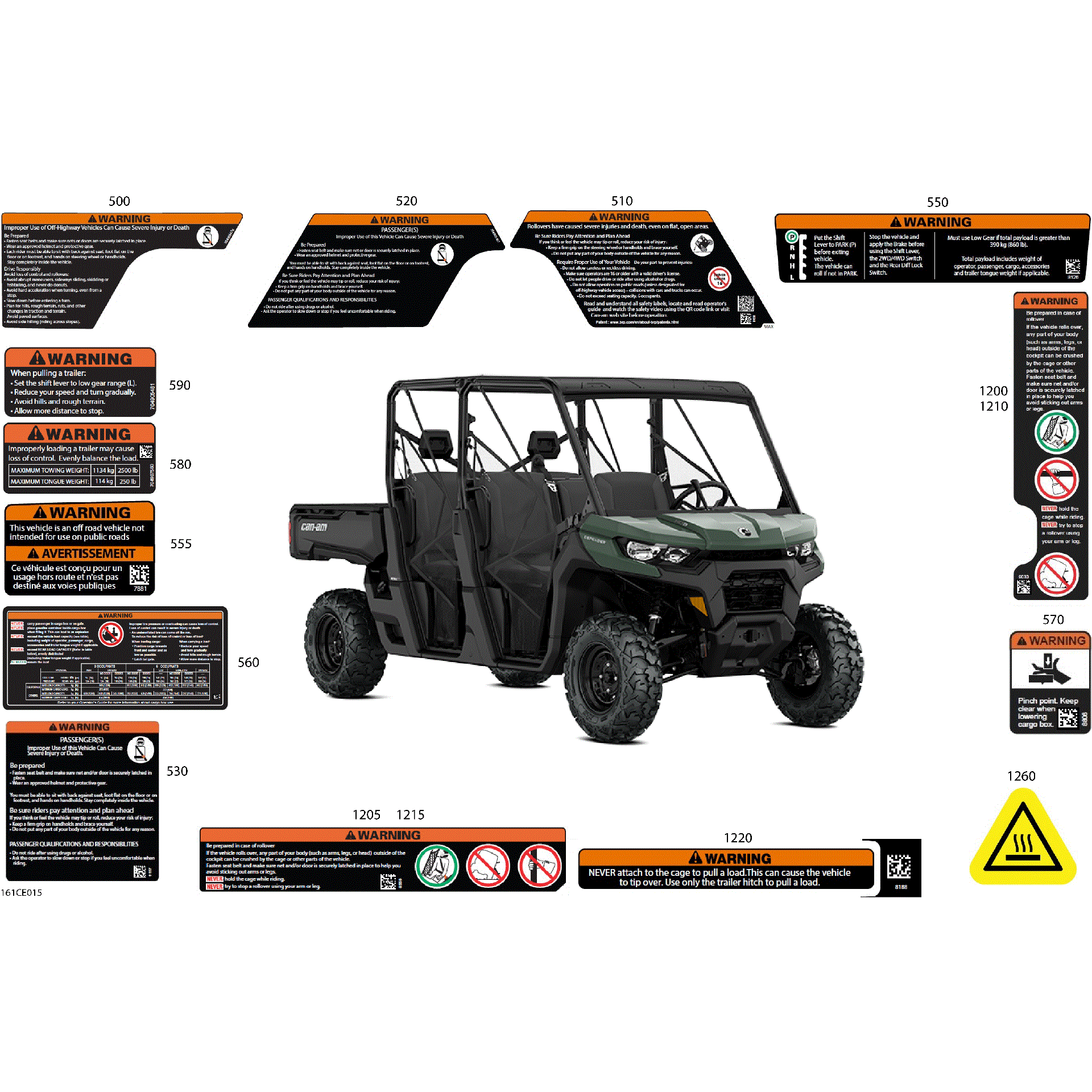 An Image of a Genuine Can-Am Parts Schematic Diagram showing the schematic - BODY - WARNING DECALS