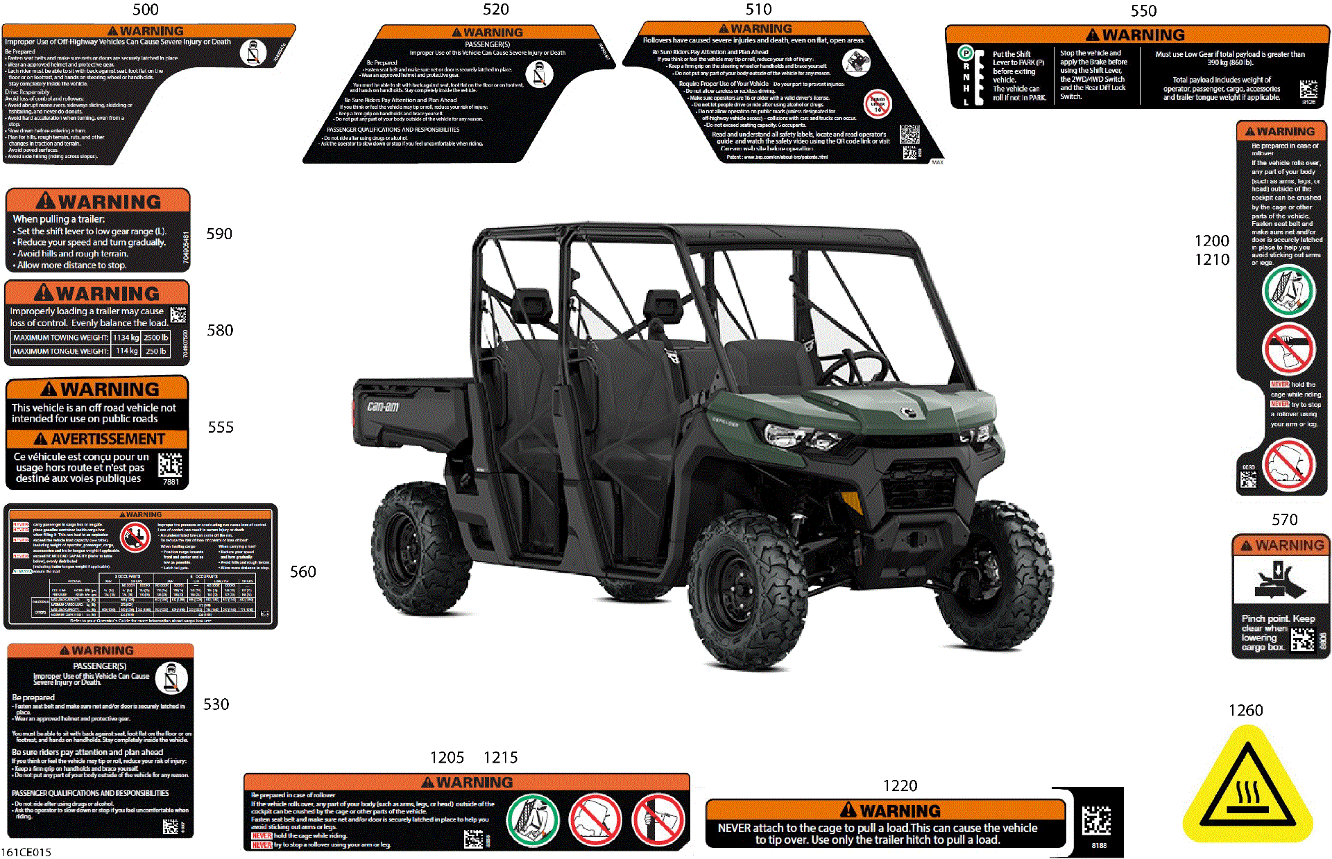 An Image of a Genuine Can-Am Parts Schematic Diagram showing the schematic - BODY - WARNING DECALS