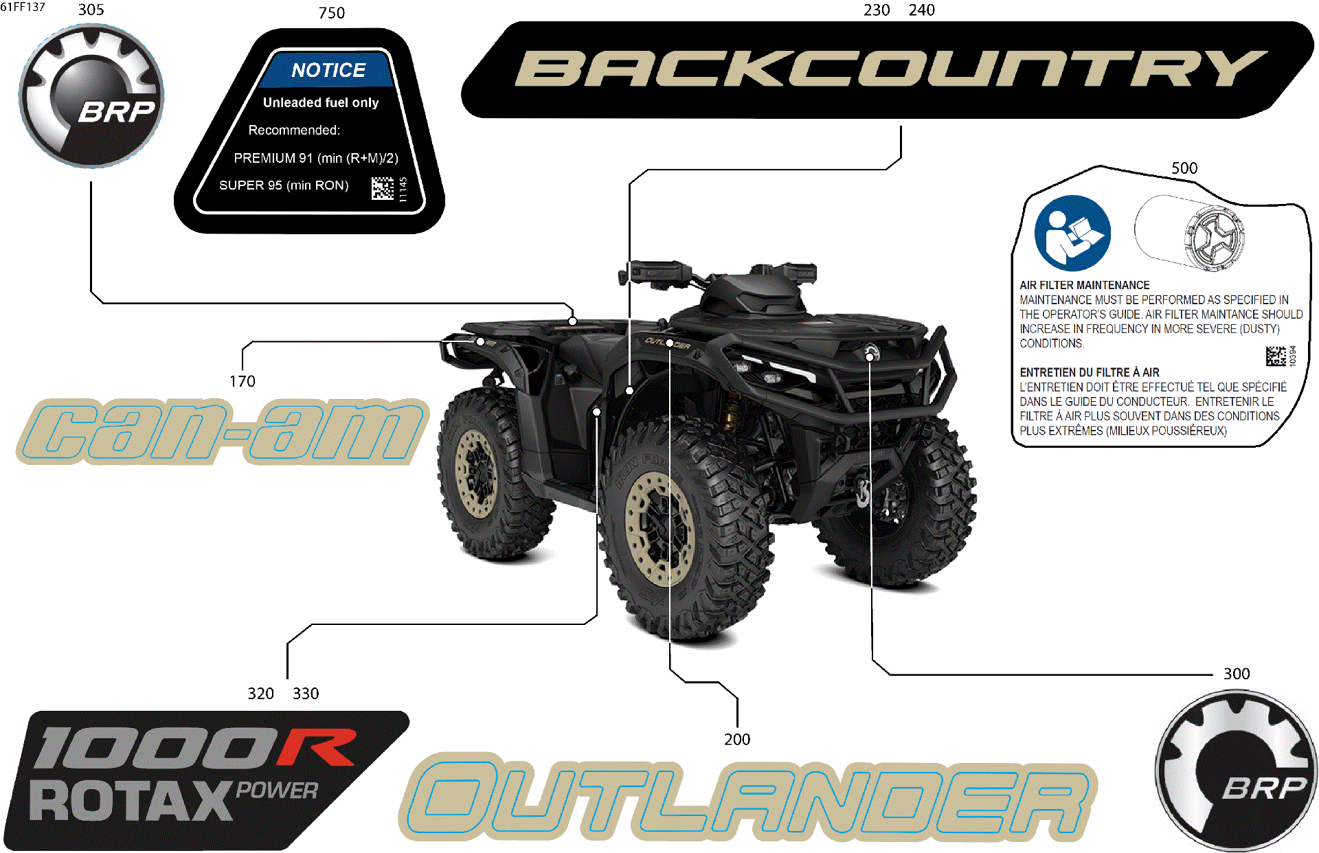 An Image of a Genuine Can-Am Parts Schematic Diagram showing the schematic - BODY - FEATURE DECALS