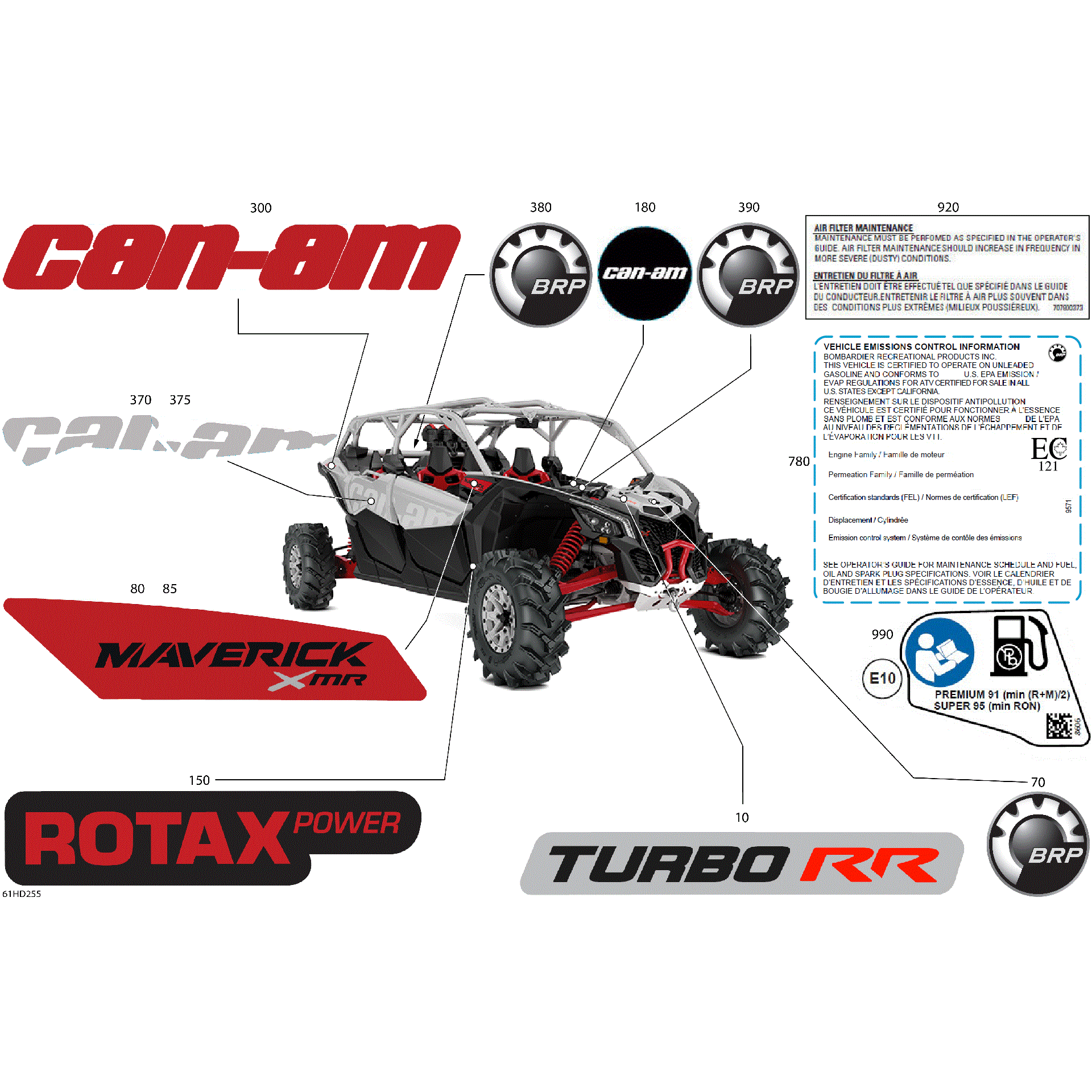 An Image of a Genuine Can-Am Parts Schematic Diagram showing the schematic - BODY - DECALS