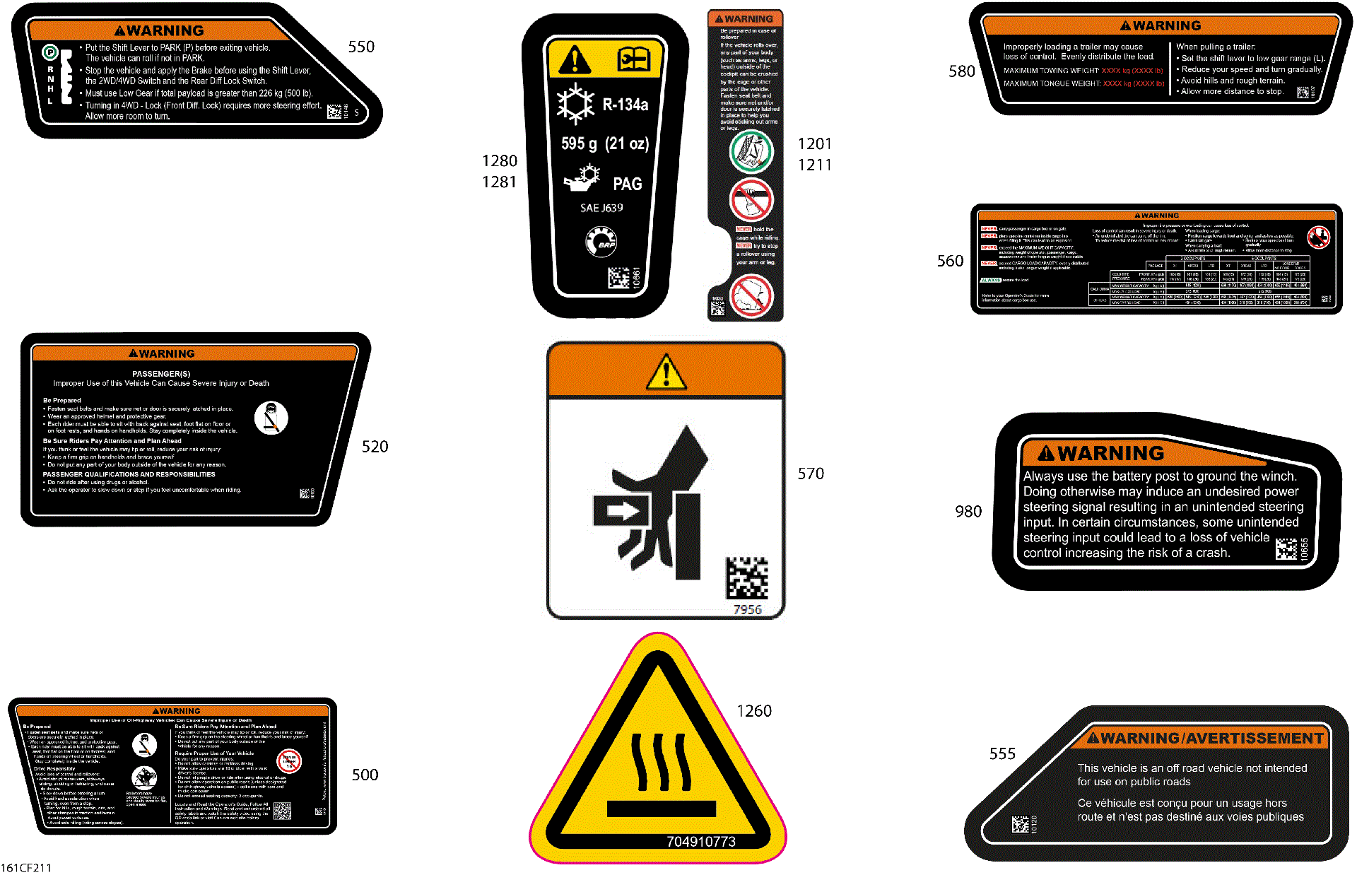 An Image of a Genuine Can-Am Parts Schematic Diagram showing the schematic - BODY - WARNING DECALS