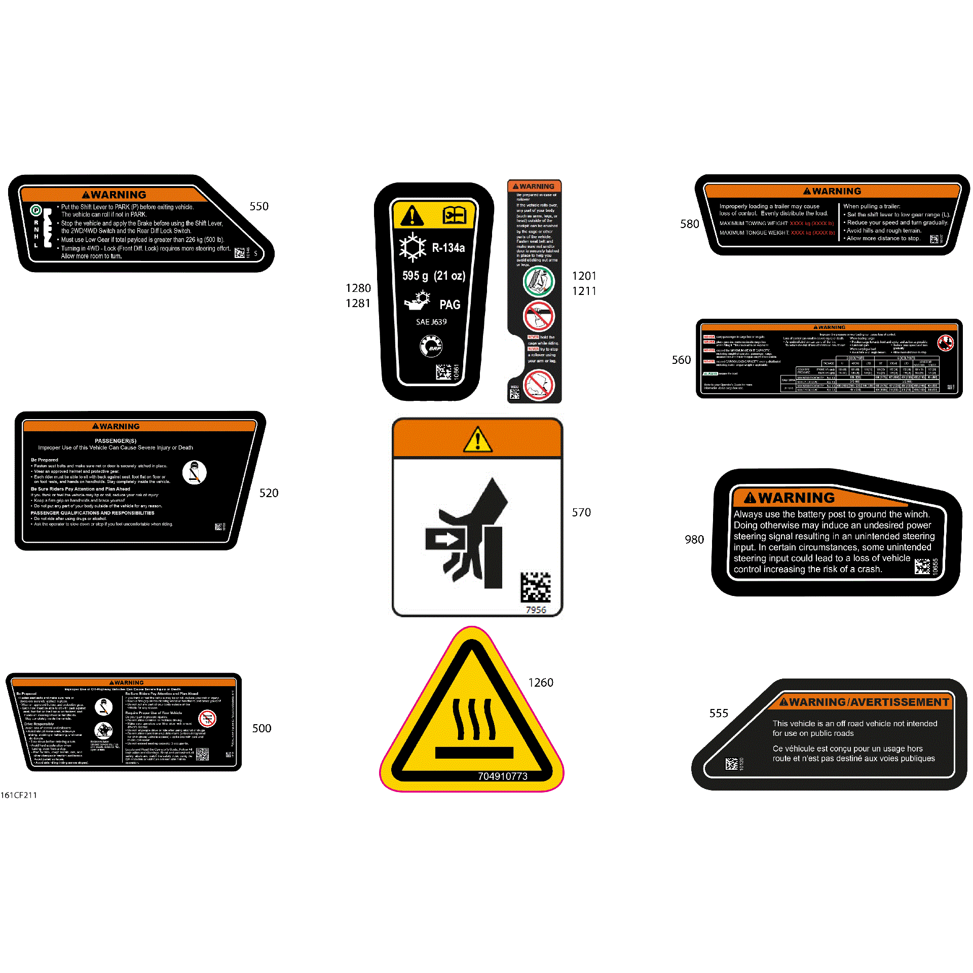 An Image of a Genuine Can-Am Parts Schematic Diagram showing the schematic - BODY - WARNING DECALS