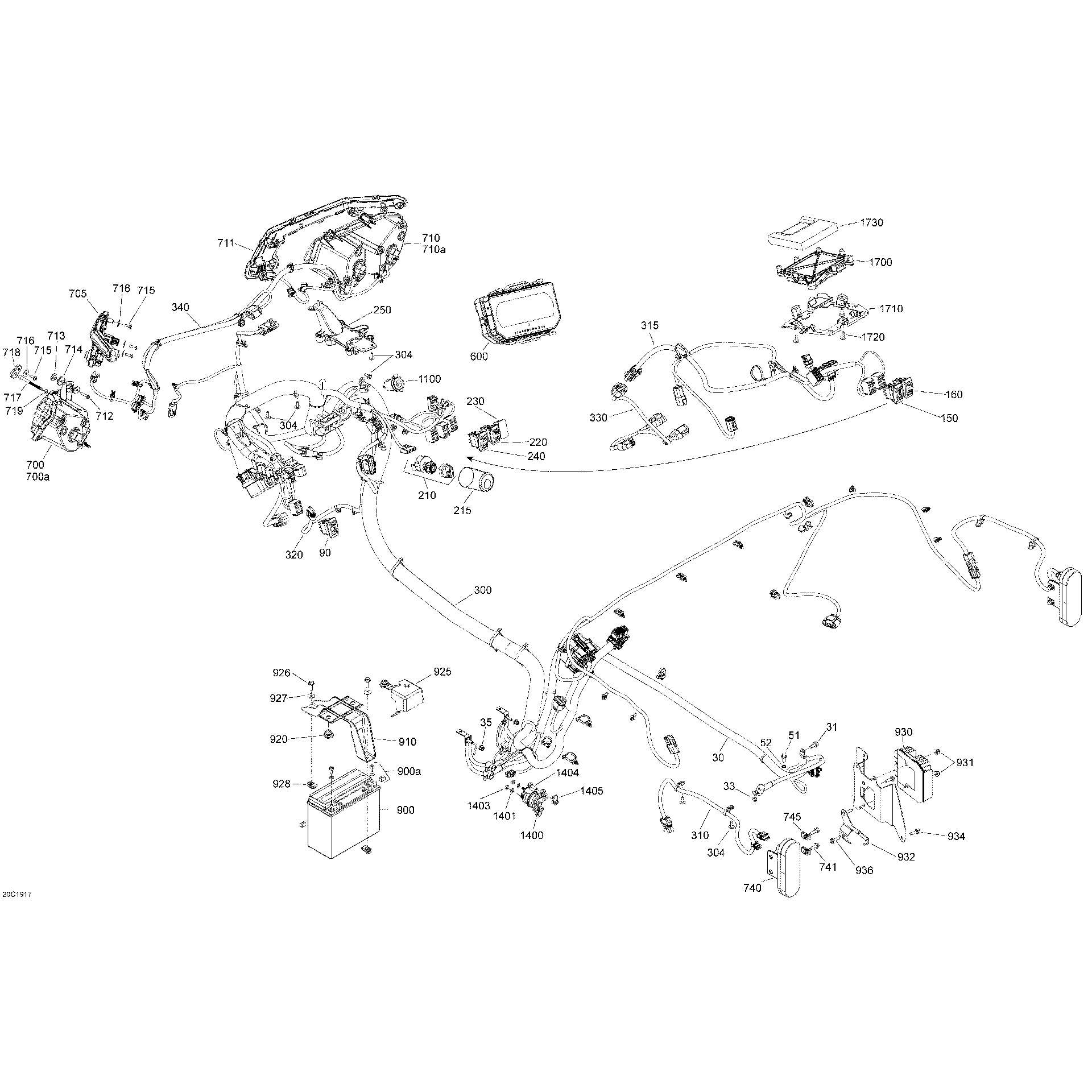 An Image of a Genuine Can-Am Parts Schematic Diagram showing the schematic - ELECTRICAL