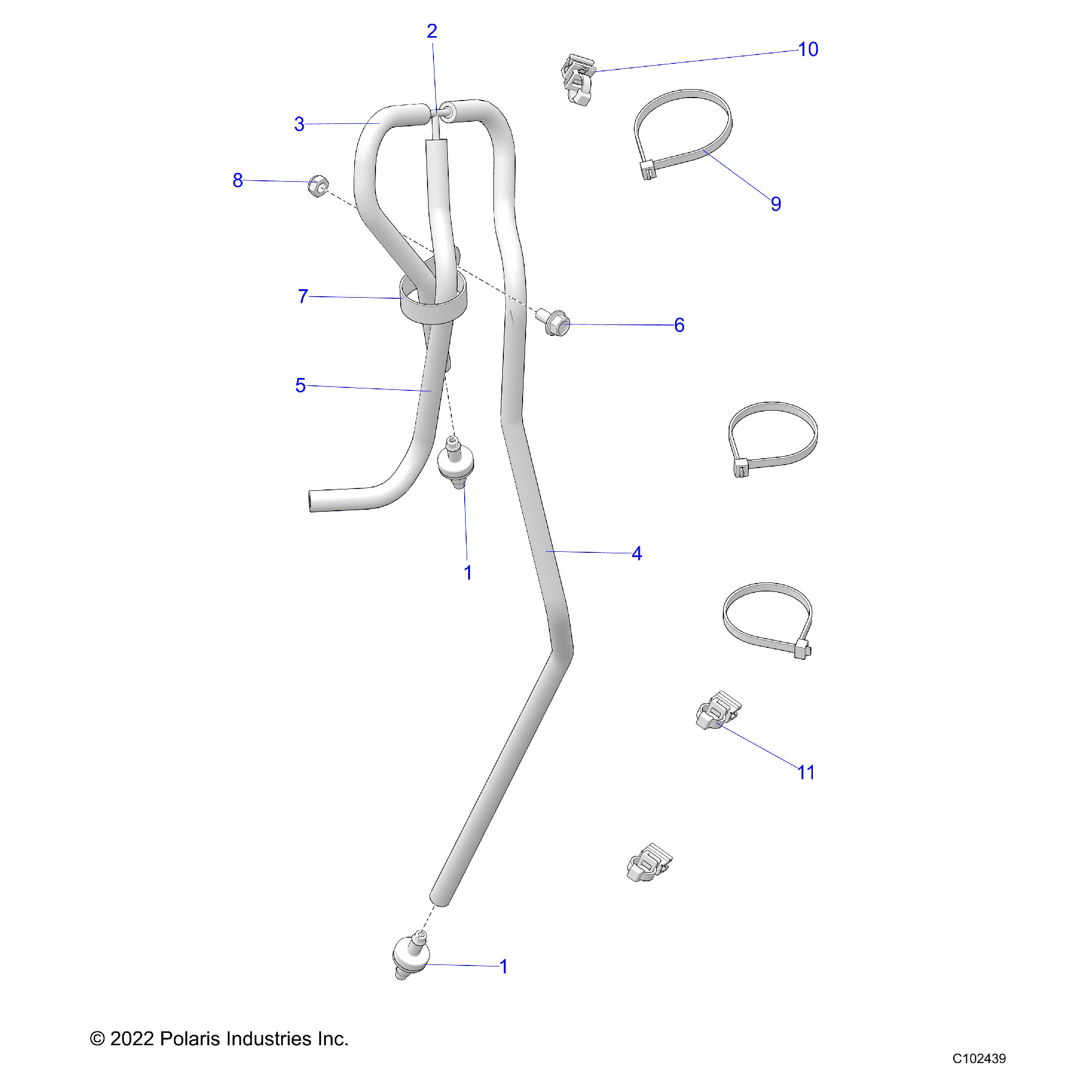 An Image of a Genuine Polaris Parts Schematic Diagram showing the schematic - FUEL SYSTEM: FUEL TANK VENTING - 2023 POLARIS SCRAMBLER 850 48"