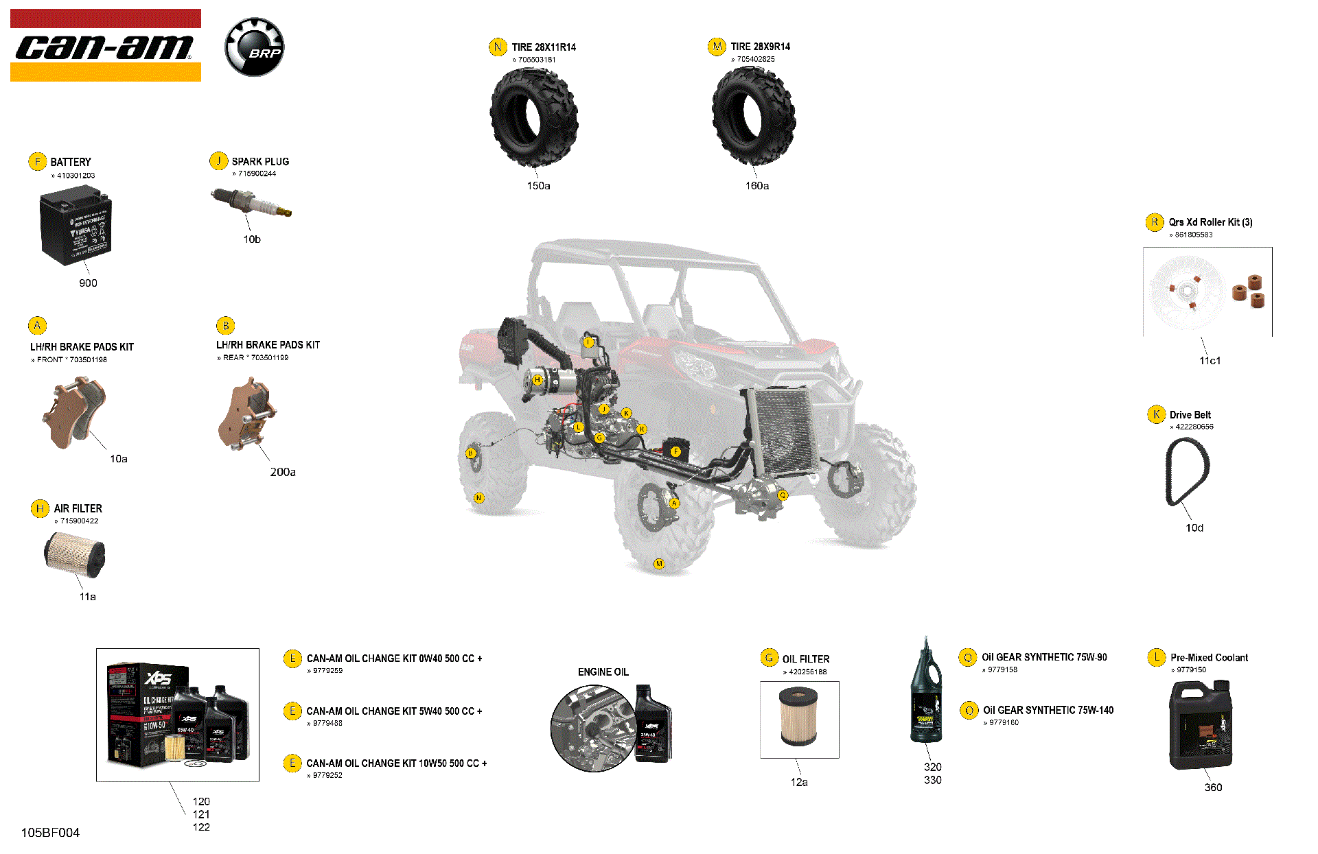 An Image of a Genuine Can-Am Parts Schematic Diagram showing the schematic - SERVICE - MAINTENANCE PARTS & FLUIDS