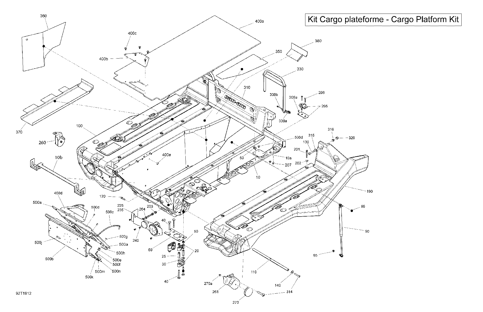 An Image of a Genuine Can-Am Parts Schematic Diagram showing the schematic - CARGO 6X6 - CARGO PLATFORM KIT