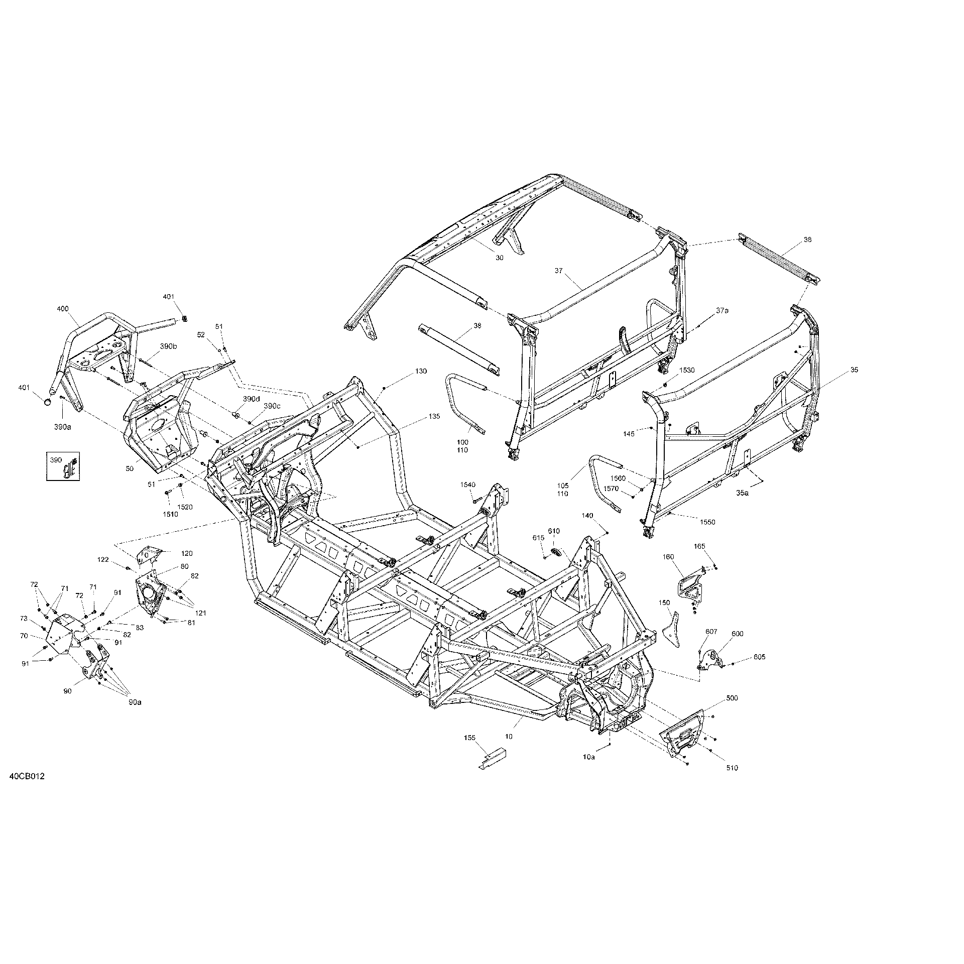 An Image of a Genuine Can-Am Parts Schematic Diagram showing the schematic - FRAME - SYSTEM