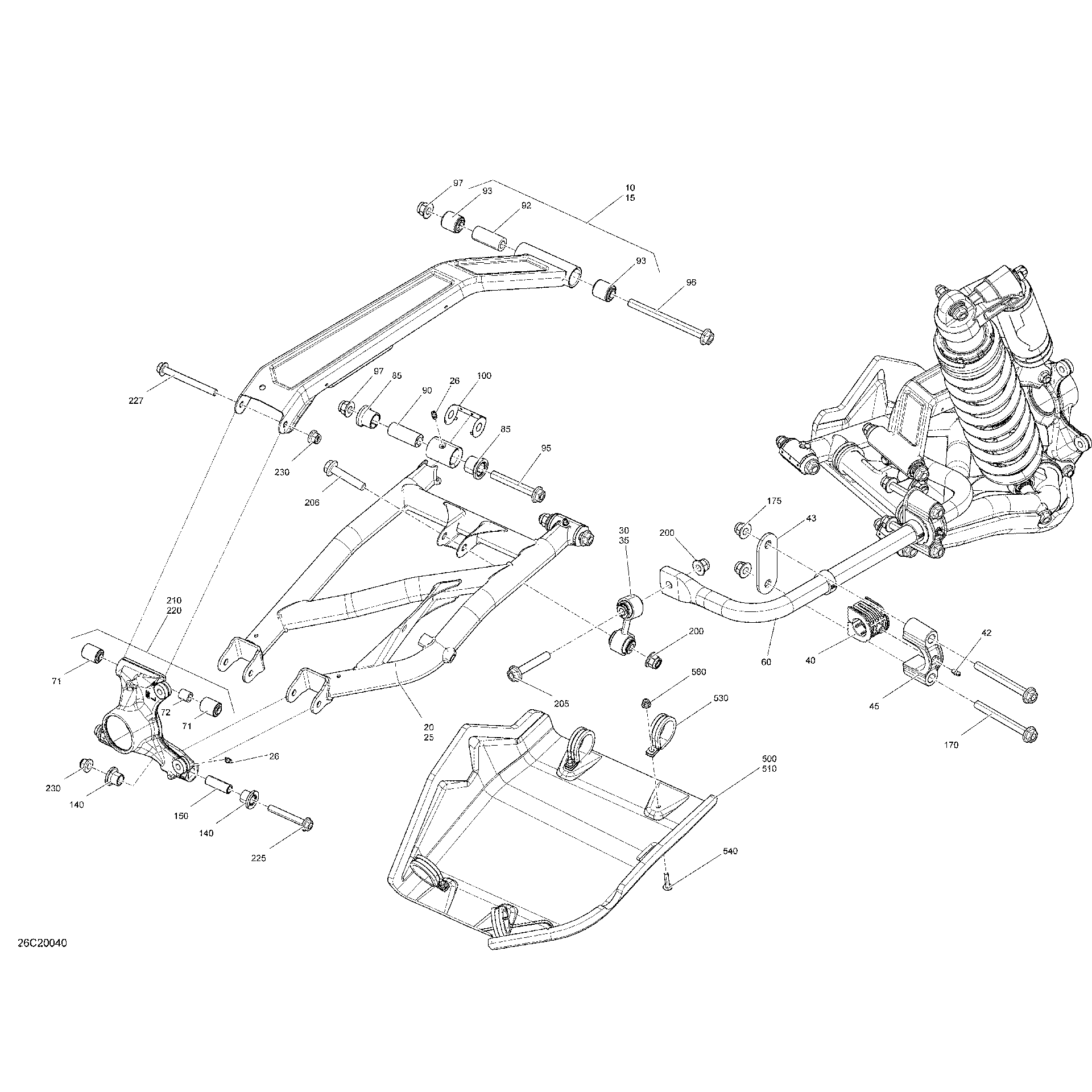 An Image of a Genuine Can-Am Parts Schematic Diagram showing the schematic - REAR SUSPENSION