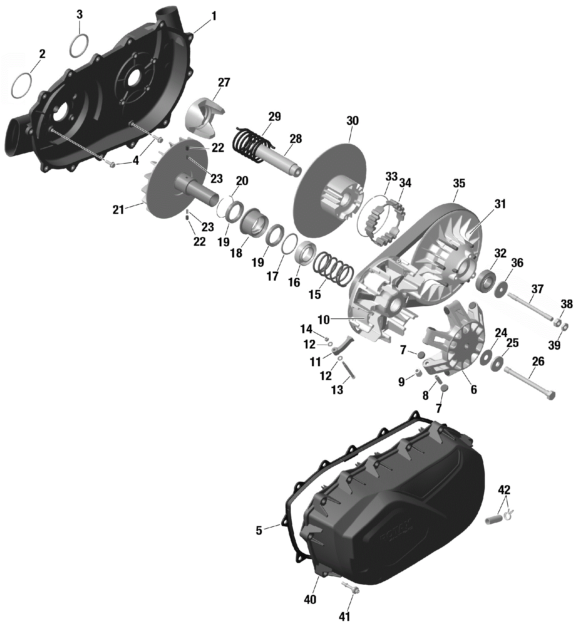 An Image of a Genuine Can-Am Parts Schematic Diagram showing the schematic - ROTAX - CVT
