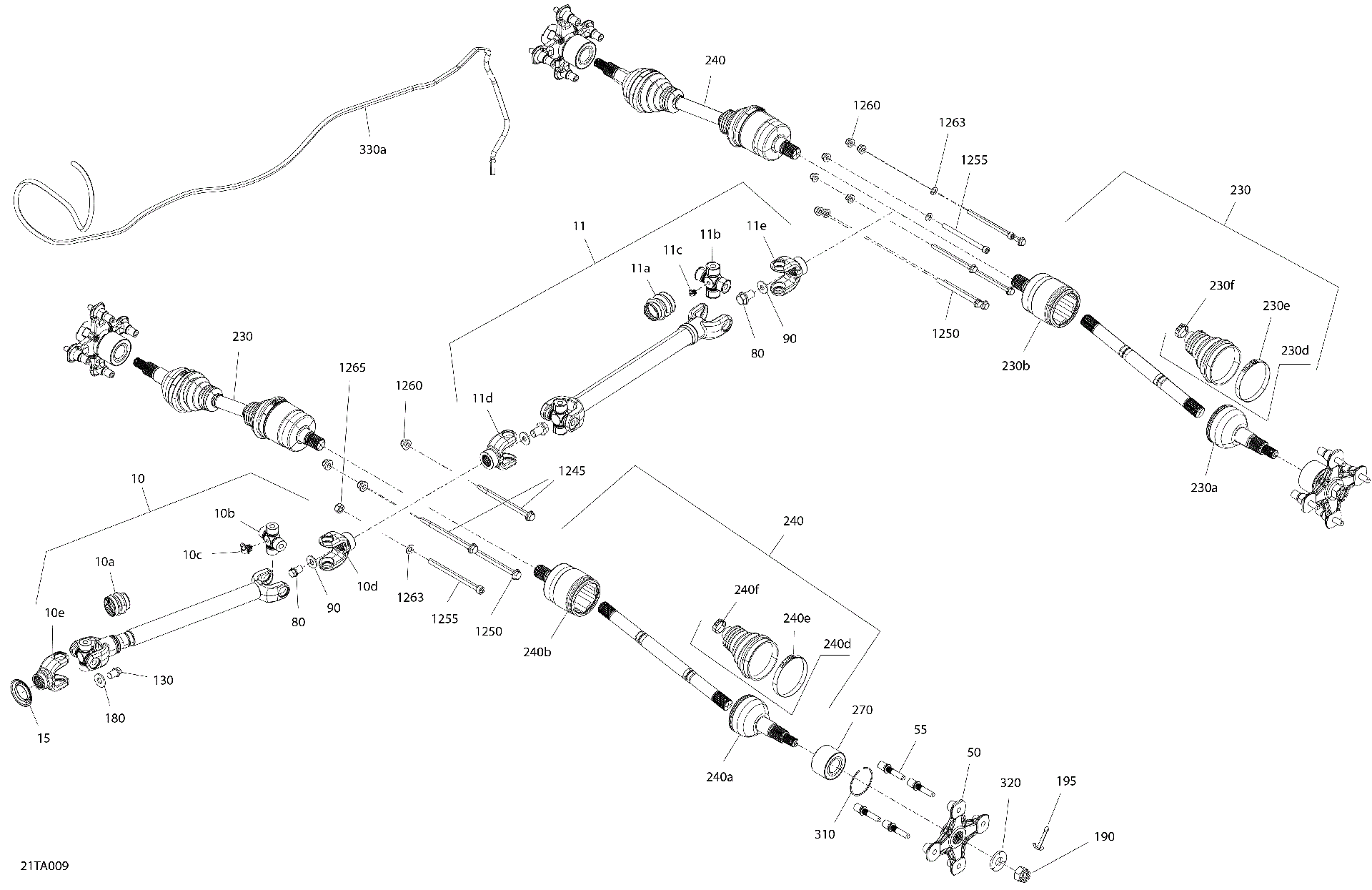 An Image of a Genuine Can-Am Parts Schematic Diagram showing the schematic - DRIVE - REAR SECTION - COMMON PARTS