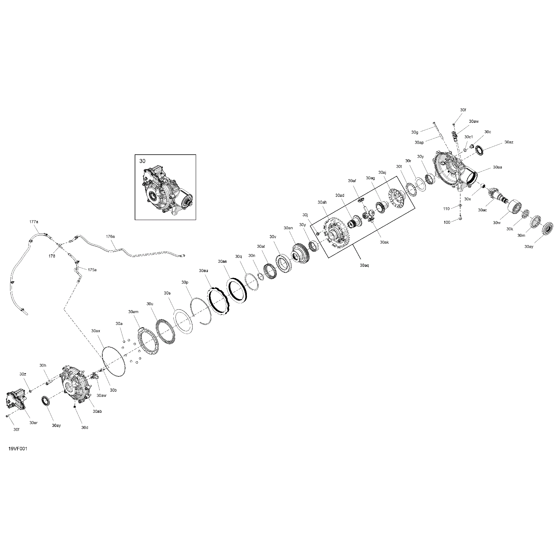 An Image of a Genuine Can-Am Parts Schematic Diagram showing the schematic - DRIVE - FRONT - DIFFERENTIAL PARTS