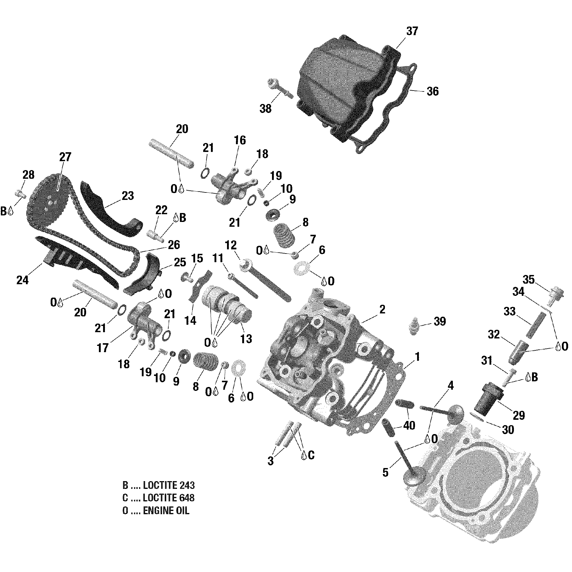 An Image of a Genuine Can-Am Parts Schematic Diagram showing the schematic - CYLINDER HEAD FRONT