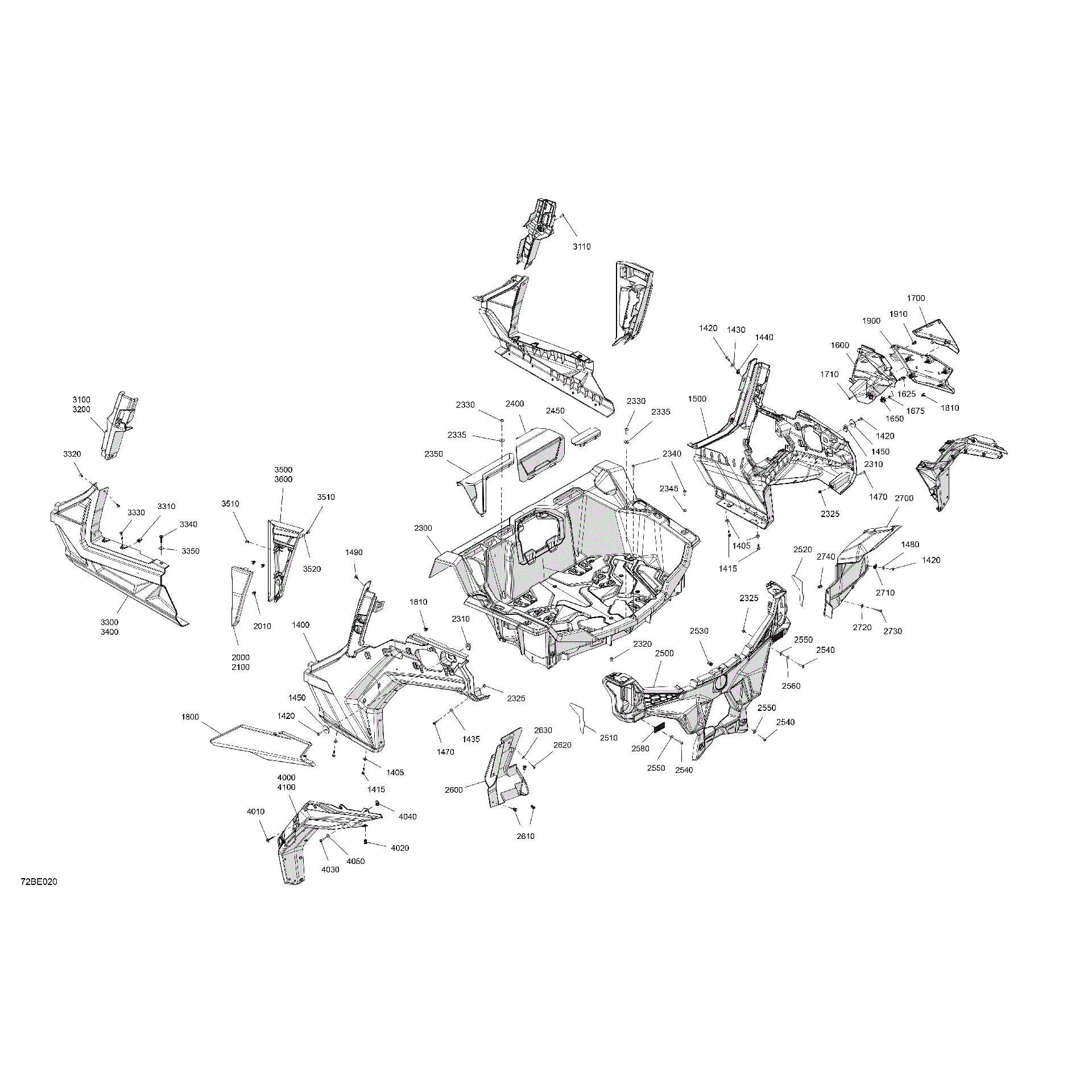 An Image of a Genuine Can-Am Parts Schematic Diagram showing the schematic - BODY - REAR SECTION
