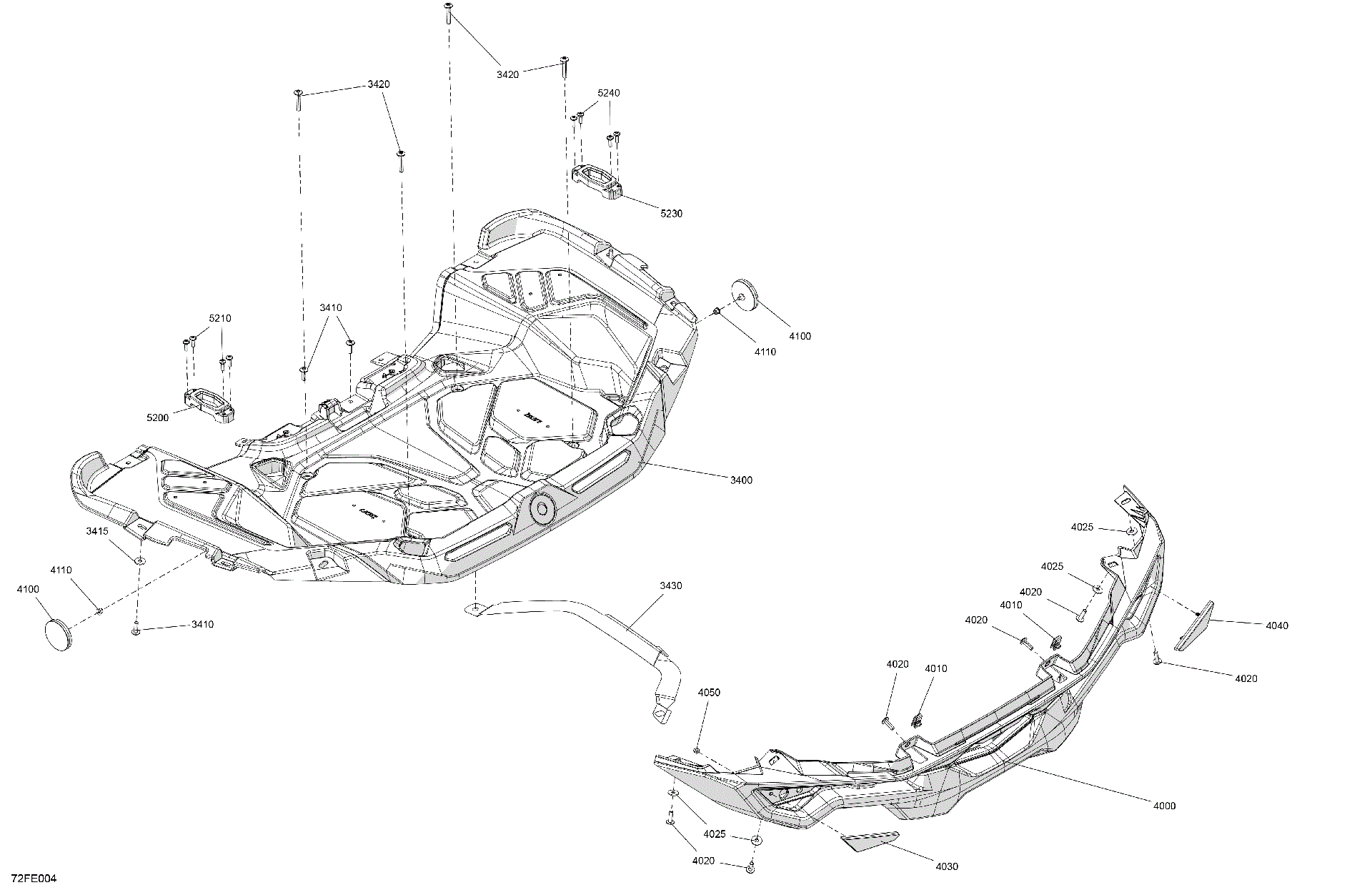 An Image of a Genuine Can-Am Parts Schematic Diagram showing the schematic - BODY - REAR SECTION