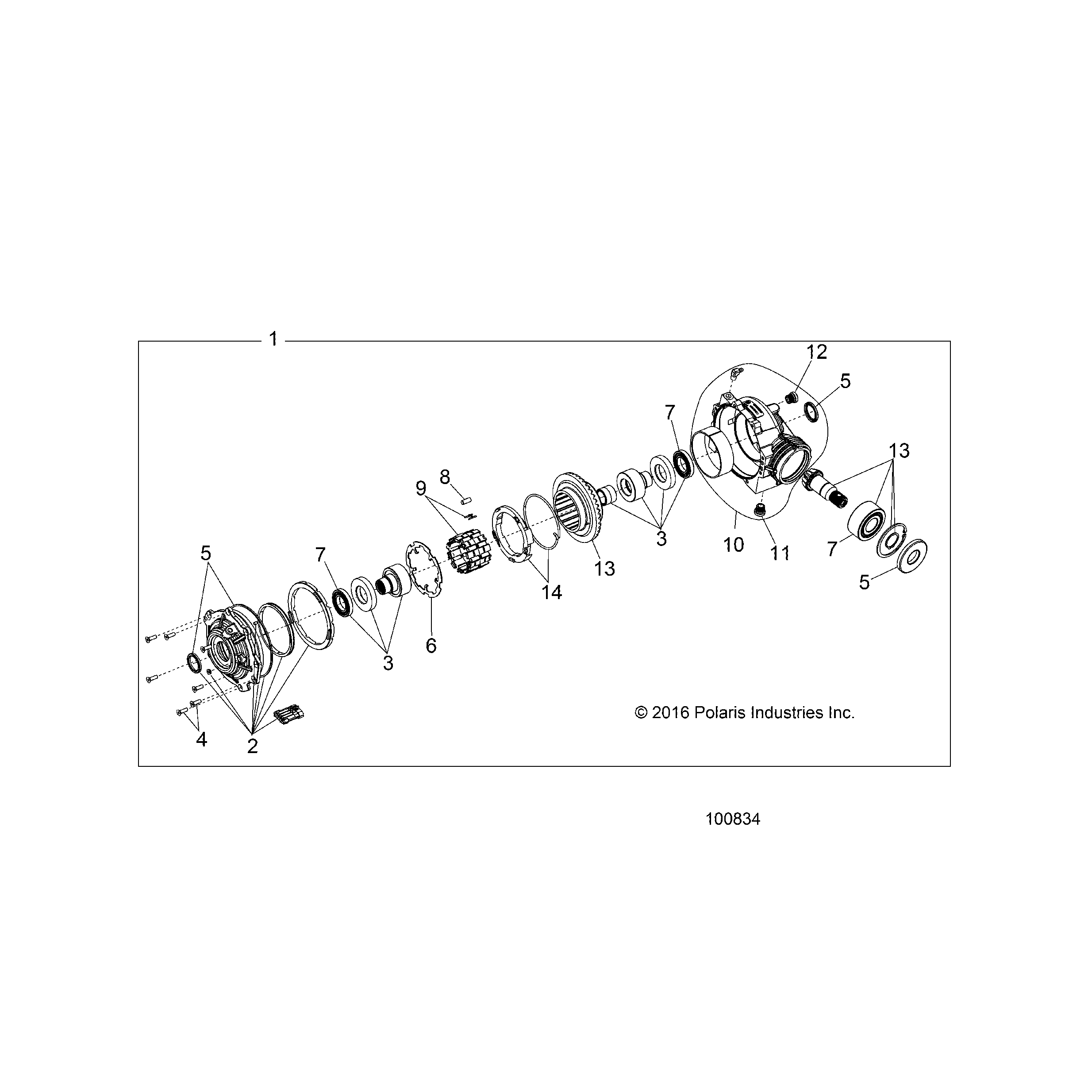 An Image of a Genuine Polaris Parts Schematic Diagram showing the schematic - DRIVE TRAIN: FRONT GEARCASE INTERNALS - 2019 POLARIS ACE 900 EPS XC