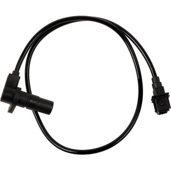 The CF Moto Z Force, U Force, and C Force Speed Sensor by Quad Logic is a black automotive sensor cable with a connector on one end and cylindrical sensor on the other, offering plug-and-play installation and shown coiled against a white background.