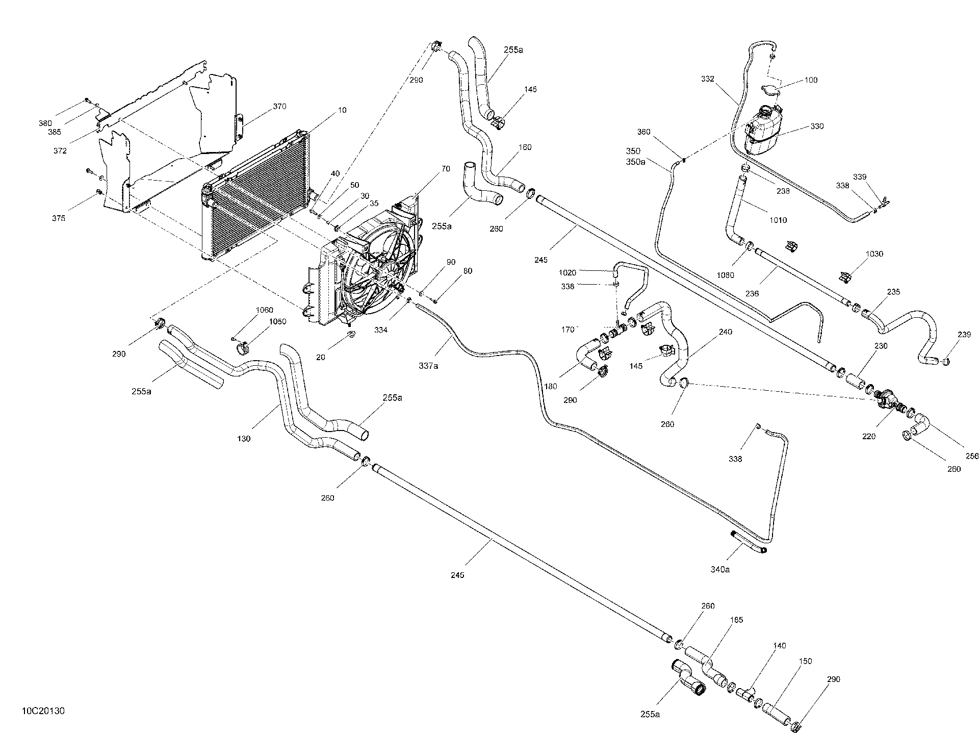 An Image of a Genuine Can-Am Parts Schematic Diagram showing the schematic - COOLING - SYSTEM