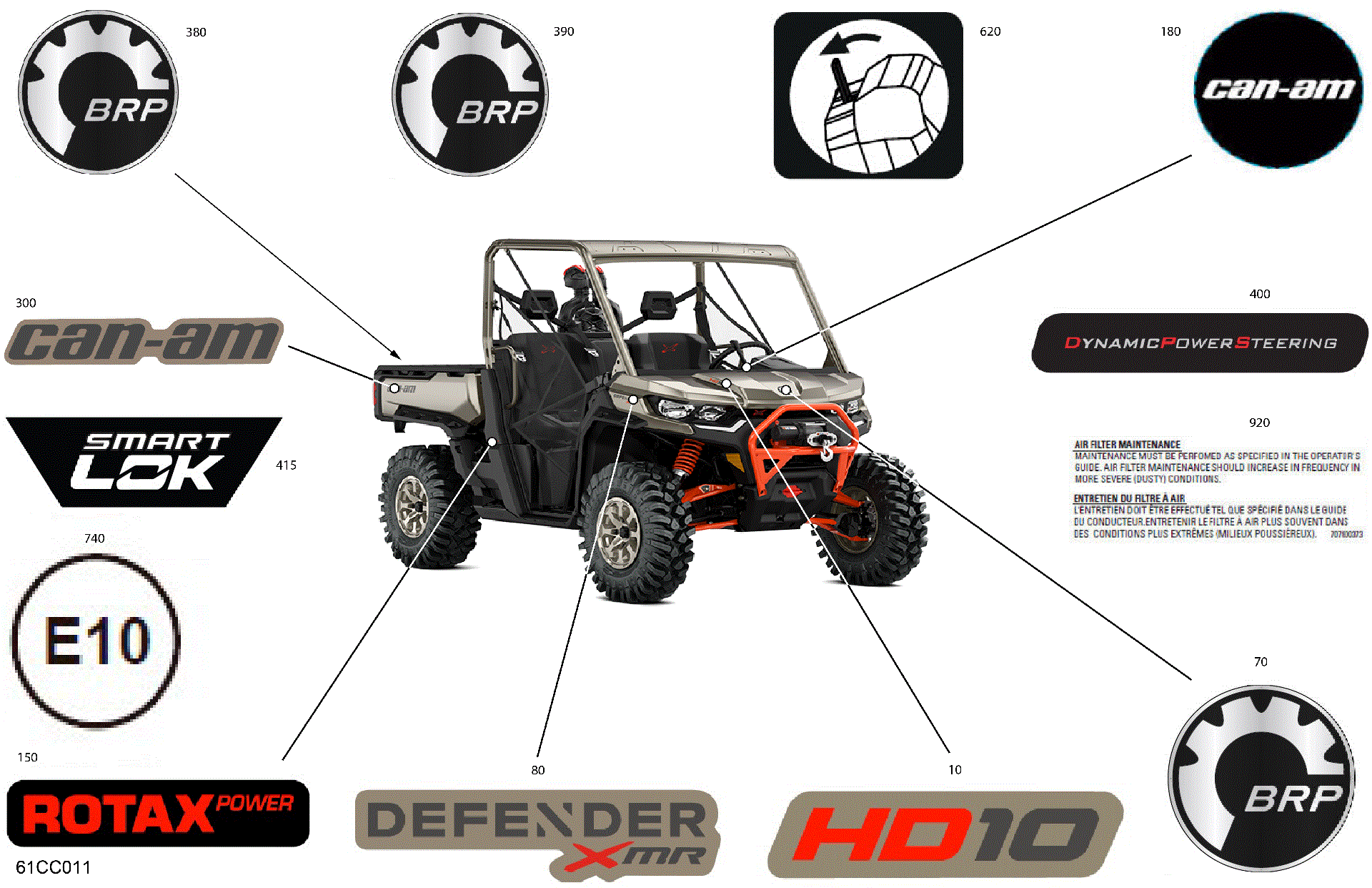 An Image of a Genuine Can-Am Parts Schematic Diagram showing the schematic - BODY - DECALS