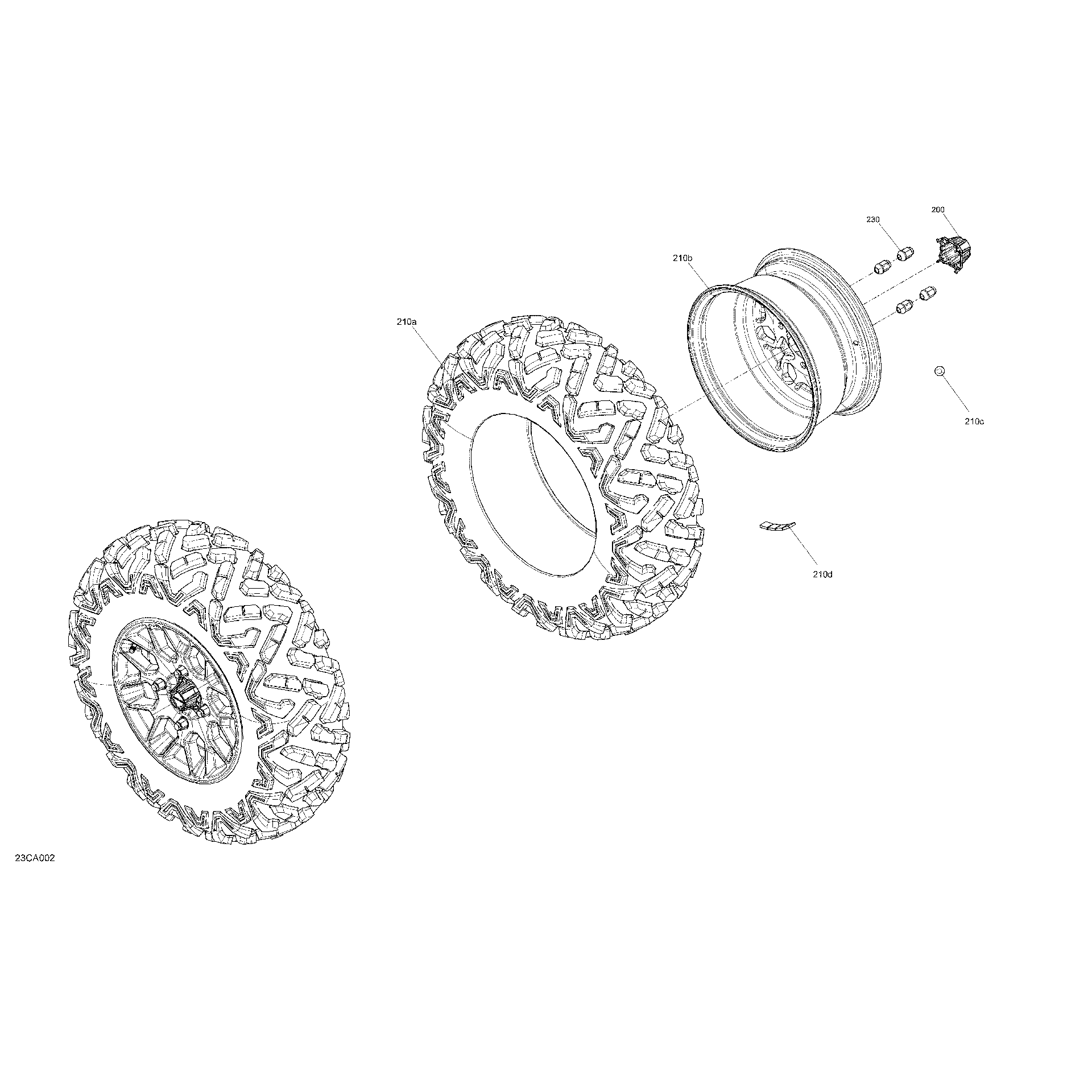 An Image of a Genuine Can-Am Parts Schematic Diagram showing the schematic - DRIVE - FRONT WHEELS - DS