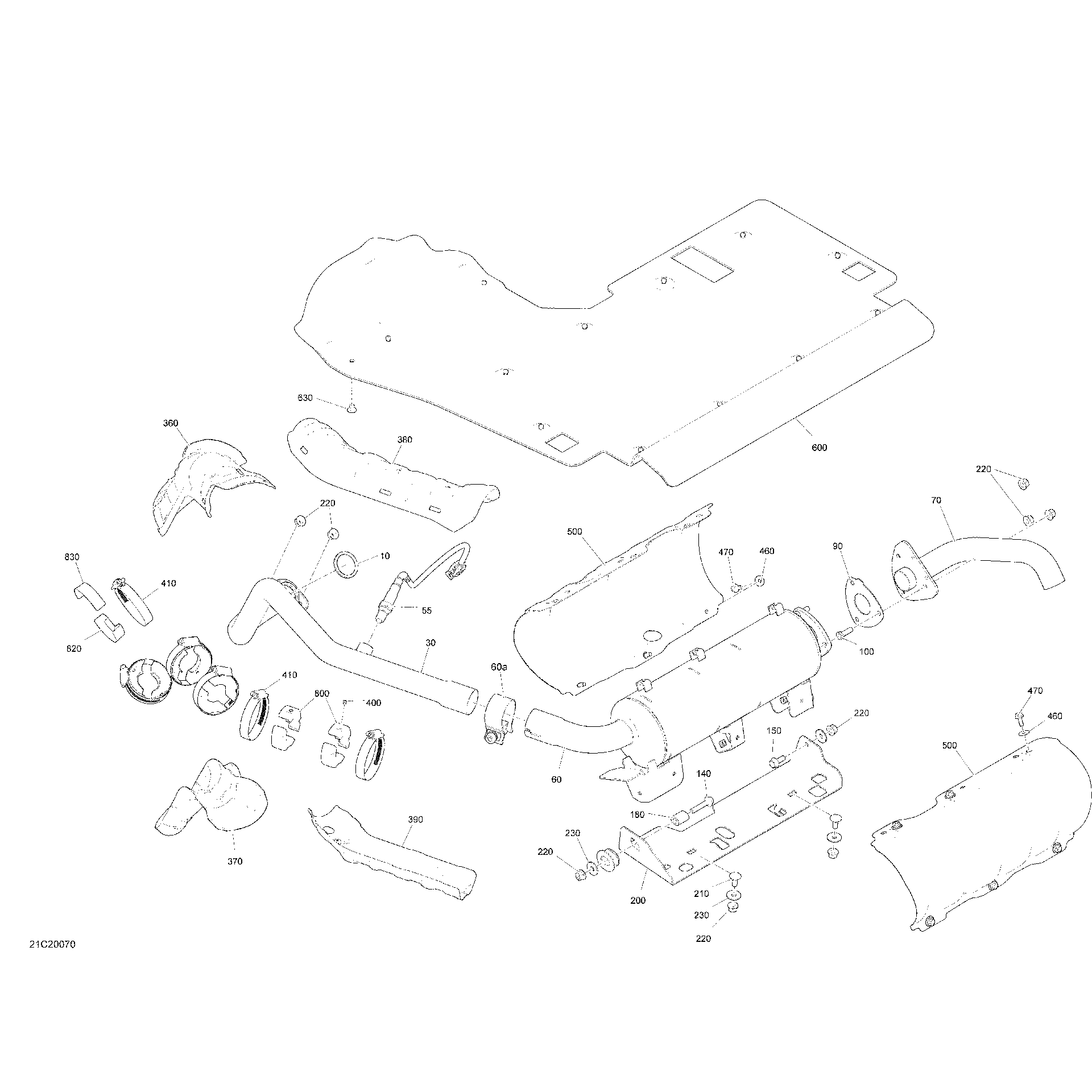 An Image of a Genuine Can-Am Parts Schematic Diagram showing the schematic - EXHAUST