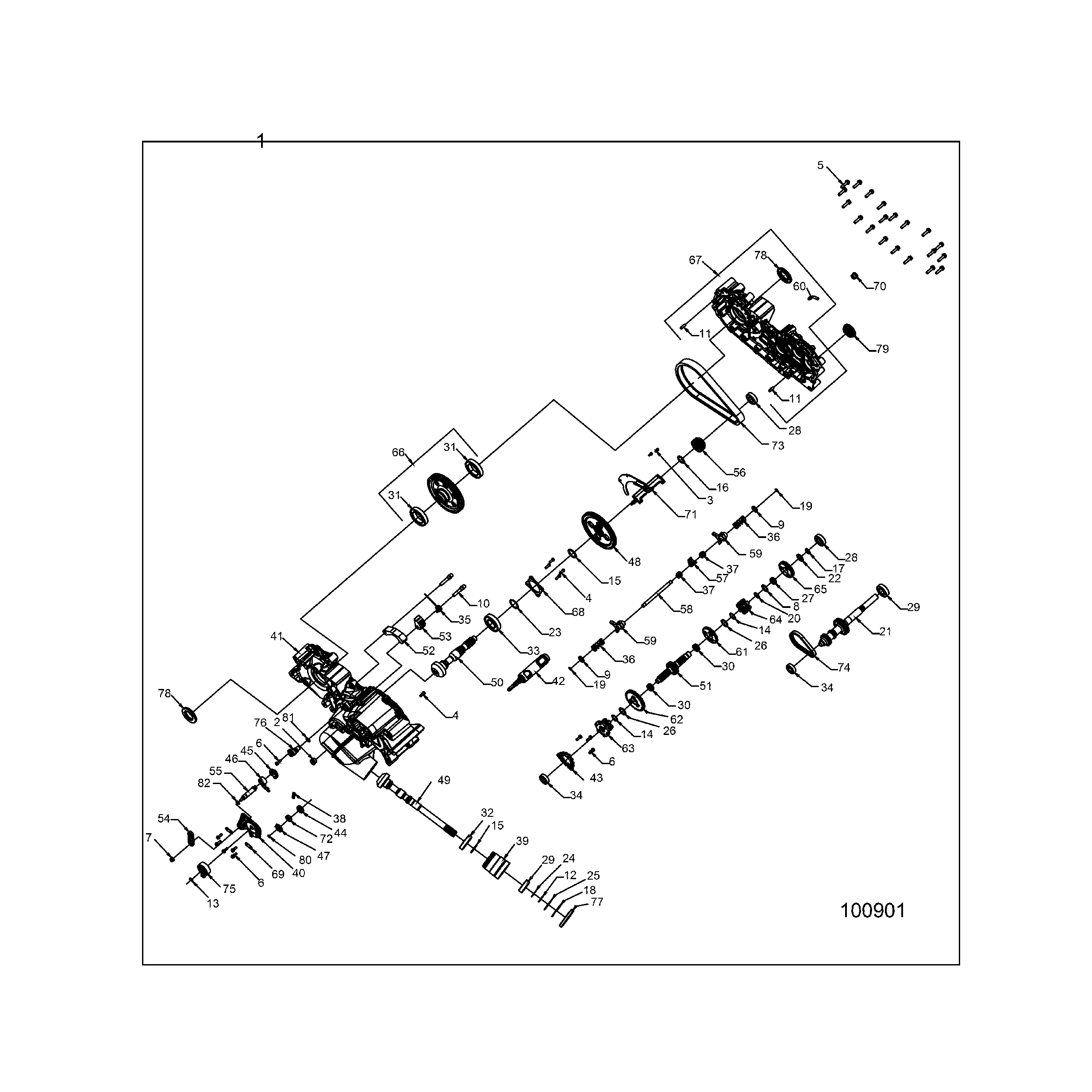 An Image of a Genuine Polaris Parts Schematic Diagram showing the schematic - DRIVE TRAIN: MAIN GEARCASE - 2017 POLARIS SPORTSMAN 570 EFI