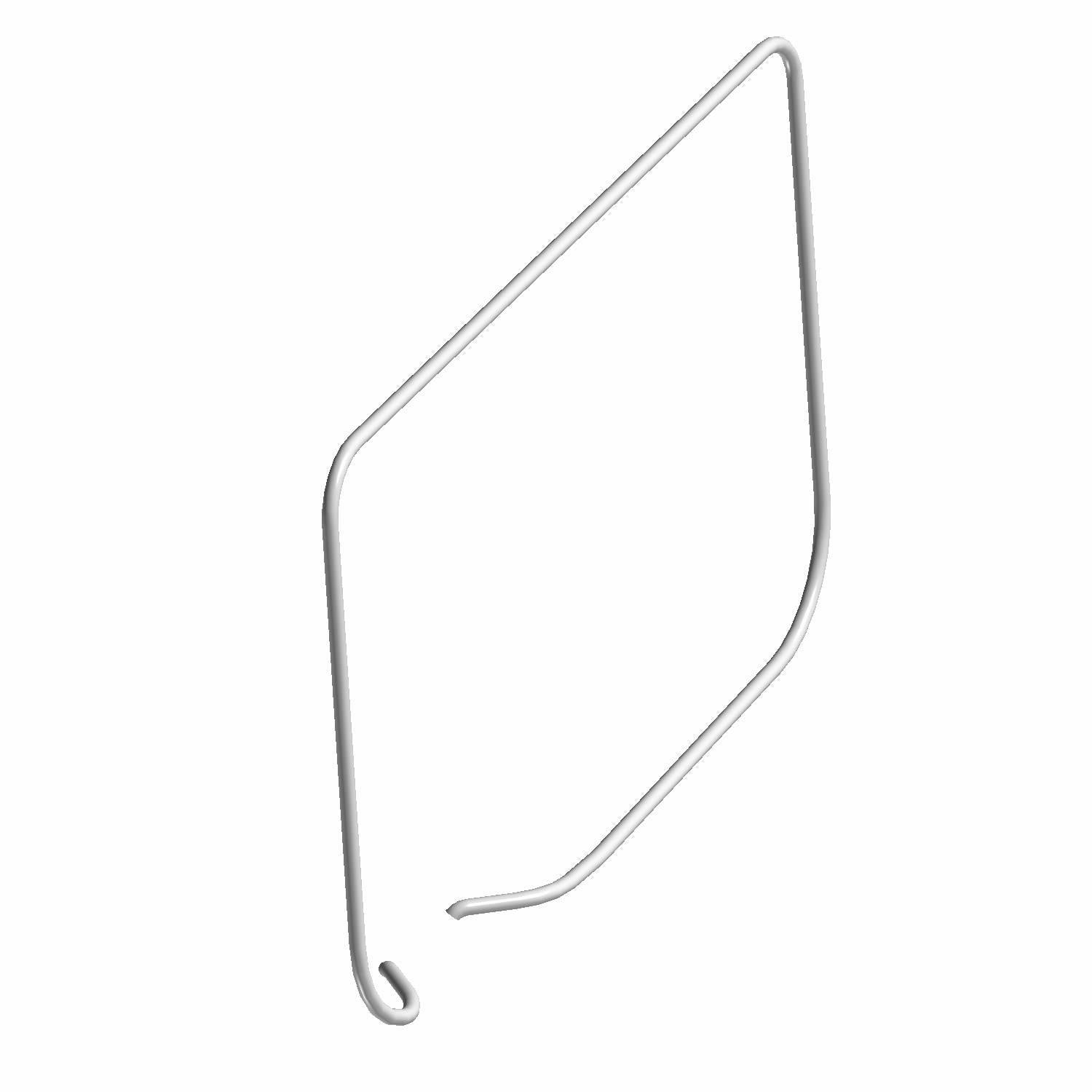 Thin silver metal wire clutch intake seal with angled bends and a hooked end.