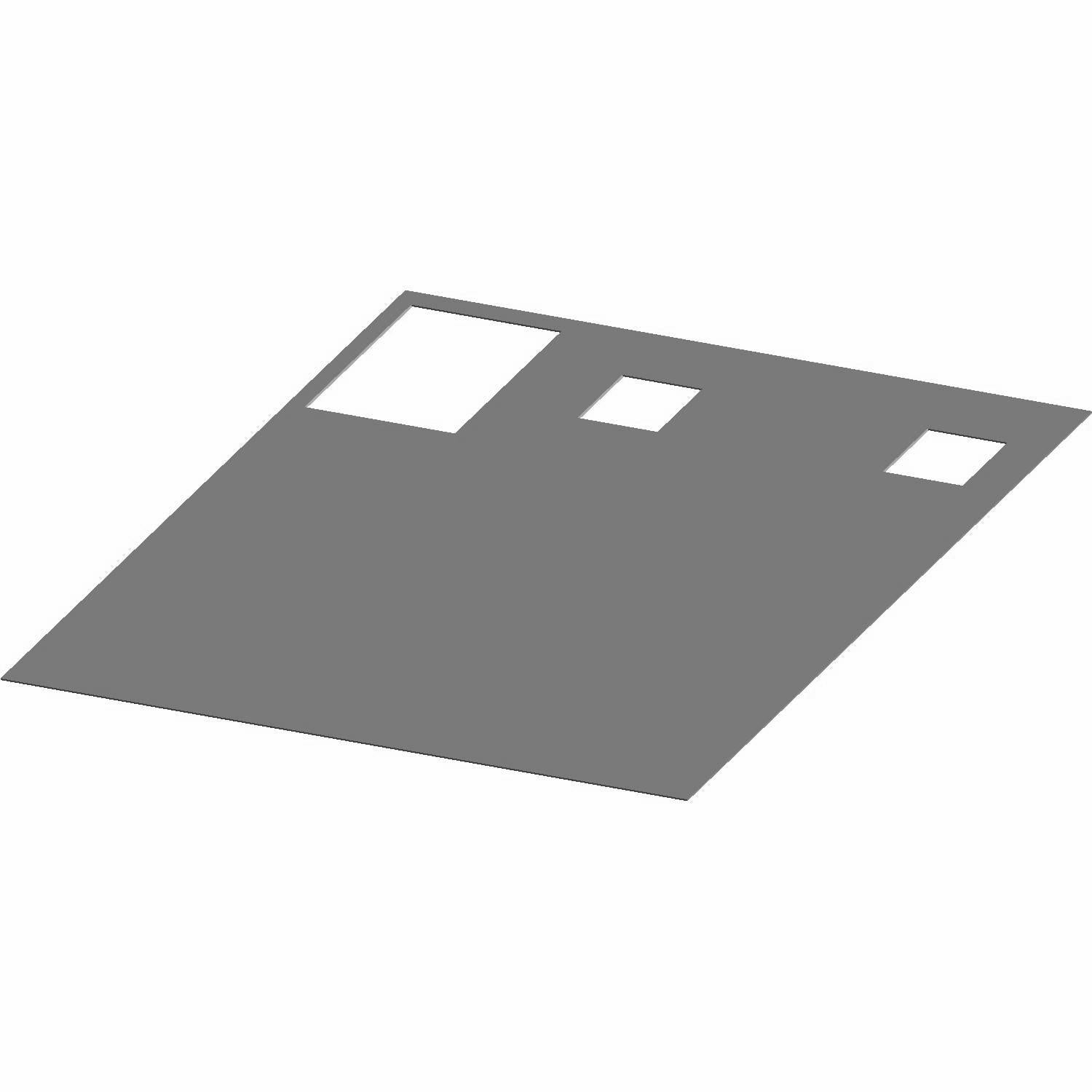 Gray rectangular metal storage box foil with three cutouts of varying sizes.