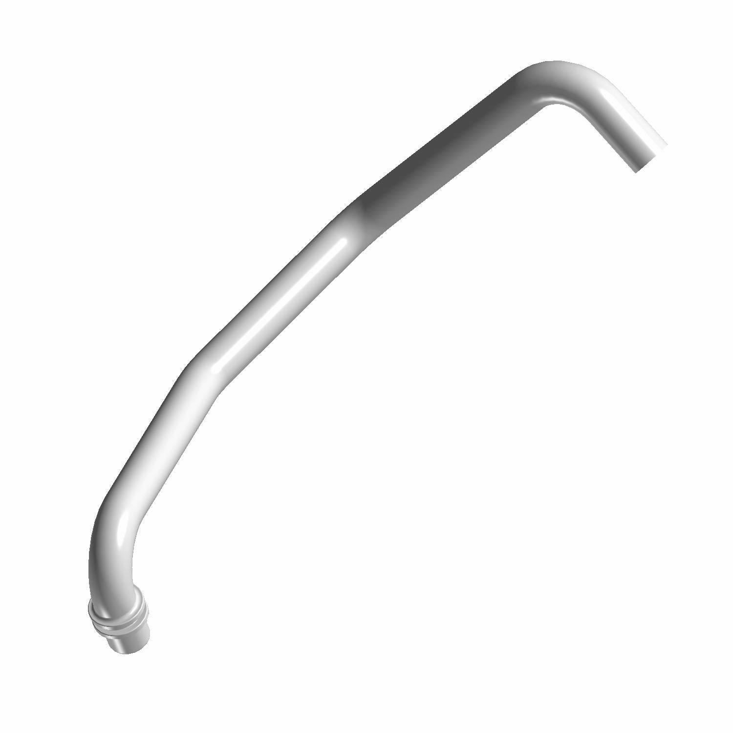 White molded plastic hose with smooth bends and a connector fitting on one end.