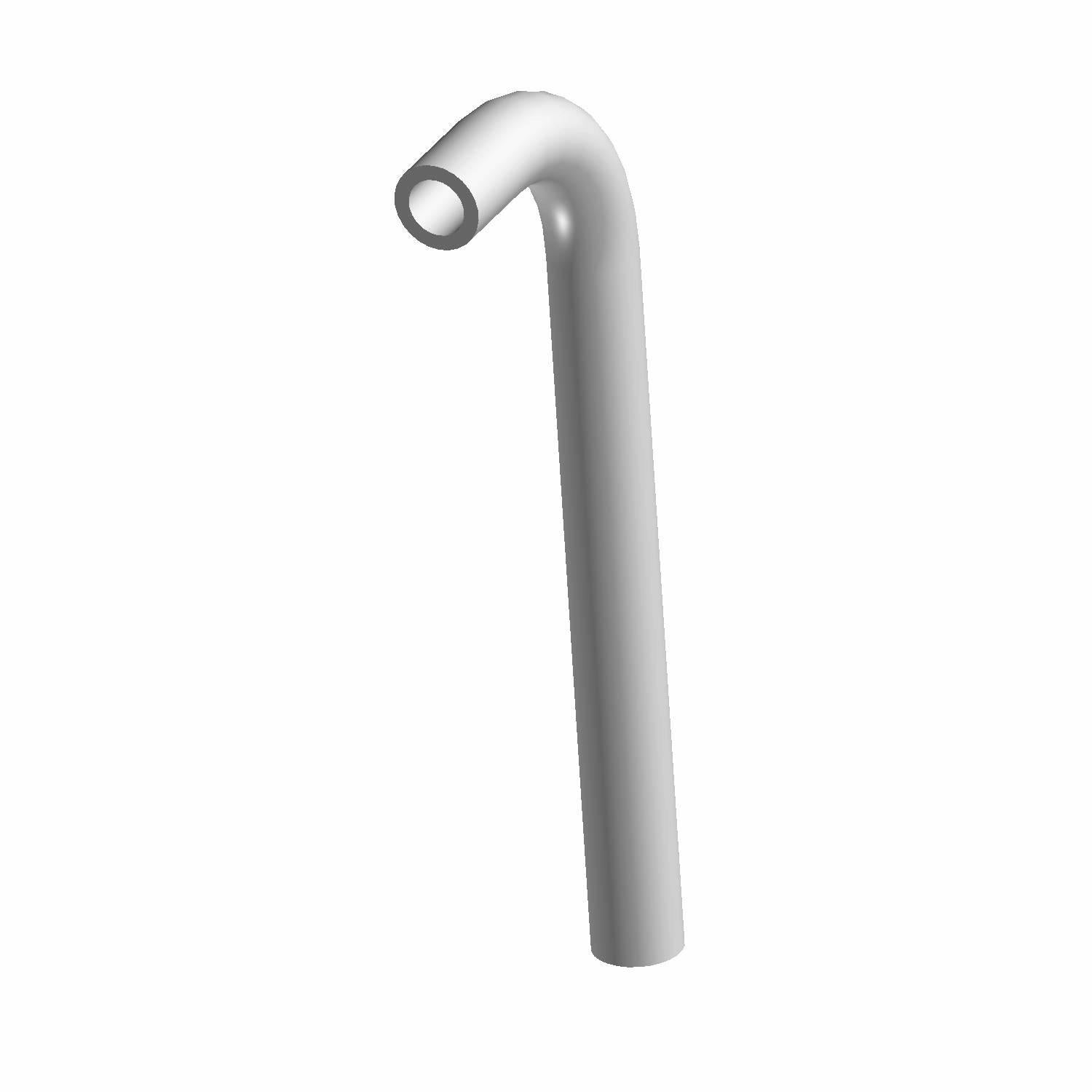 Gray curved rubber hose with smooth surface and rounded edges.