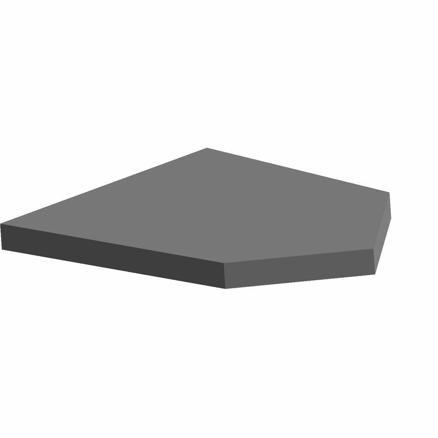 Dark gray, flat, pentagon-shaped foam inlet filter with smooth surface and uniform thickness.