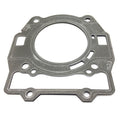 Gray metal cylinder head gasket with circular and rectangular cutouts, designed for Polaris UTV engines.