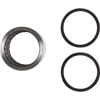 The Polaris Clutch Bearing Kit by Epi is pictured: a metal cylindrical bearing with exposed rollers on the left, and two black circular gaskets or seals side by side on the right, all set against a white background.