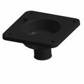 Black 65mm plastic grommet with square flange and four mounting holes.