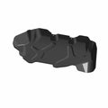 Black molded plastic rear bumper shield with contoured, angular design for Polaris RZR RS1 models.