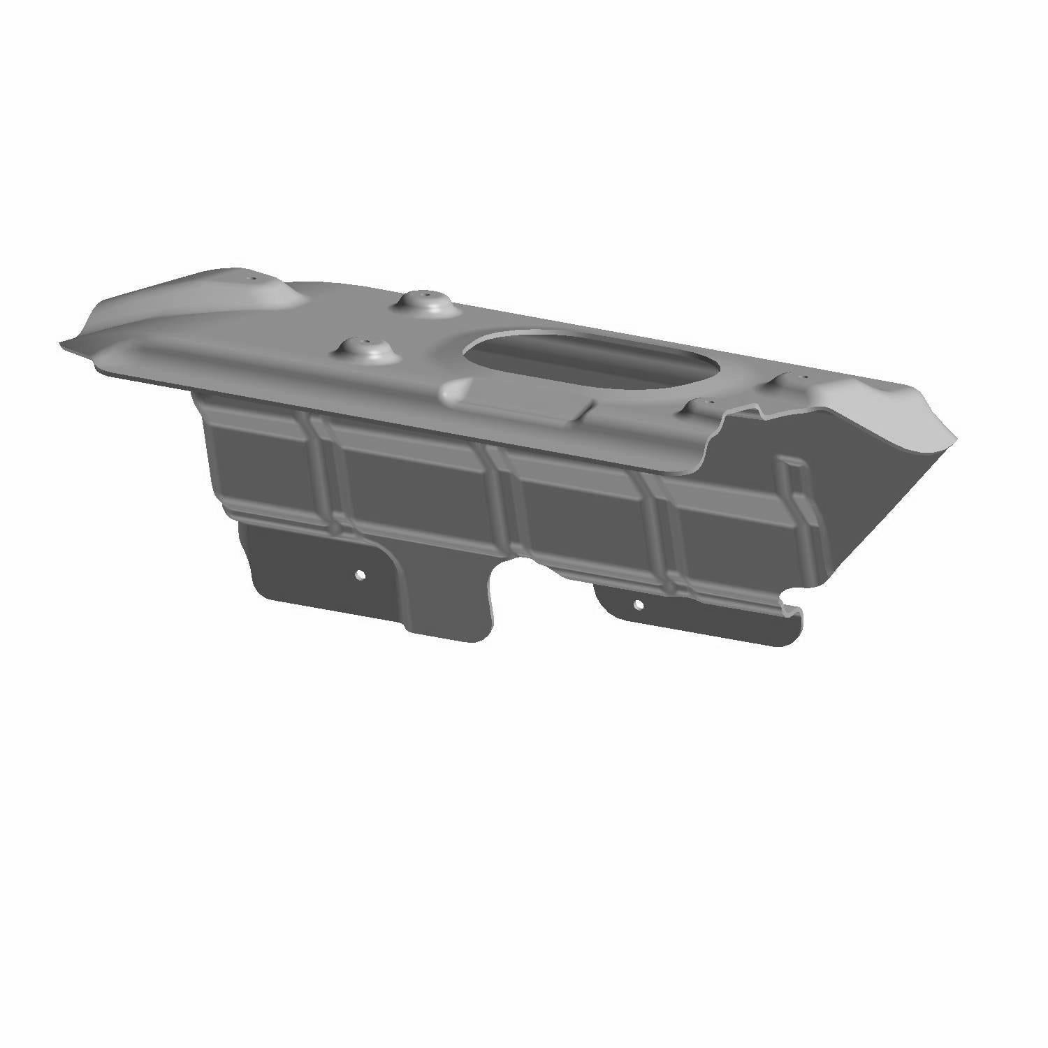 Black molded plastic rear closeoff shield with contoured edges and mounting holes for Polaris RZR RS1 models.