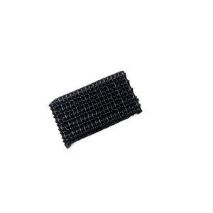 Small rectangular black dual lock fastener strip with textured hook-and-loop surface.