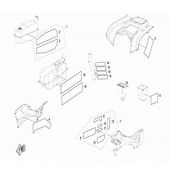 An Image of a genuine CFMOTO Parts Schematic Diagram showing the group - HEAT INSULATION PAPER (ALUM.) - 2016 CFMOTO CFORCE 800 X8
