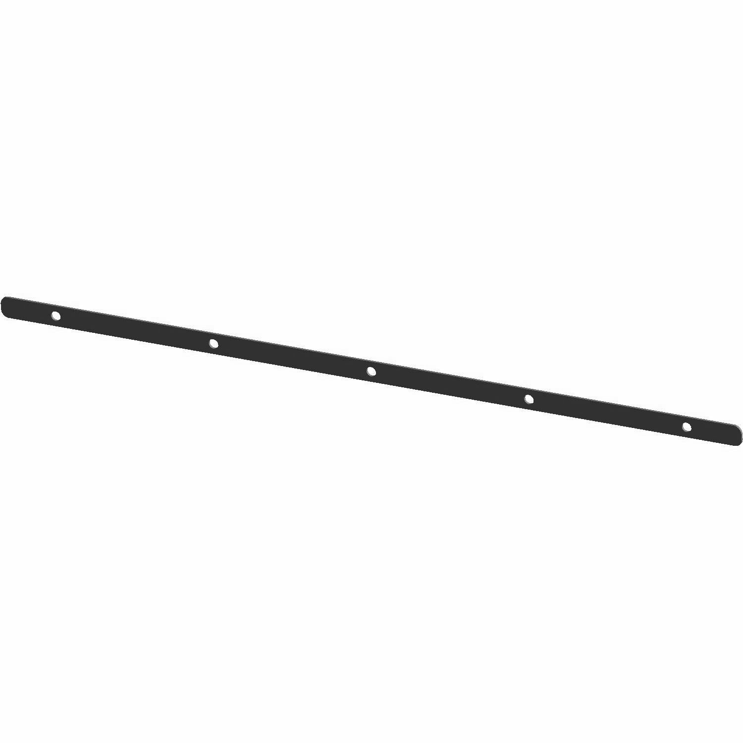 Black narrow flexible roof seal strip with evenly spaced mounting holes.