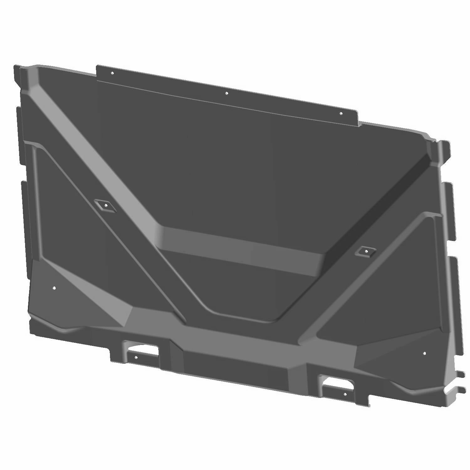Matte black rear roof liner with angular molded panels and integrated mounting points for Polaris UTV.