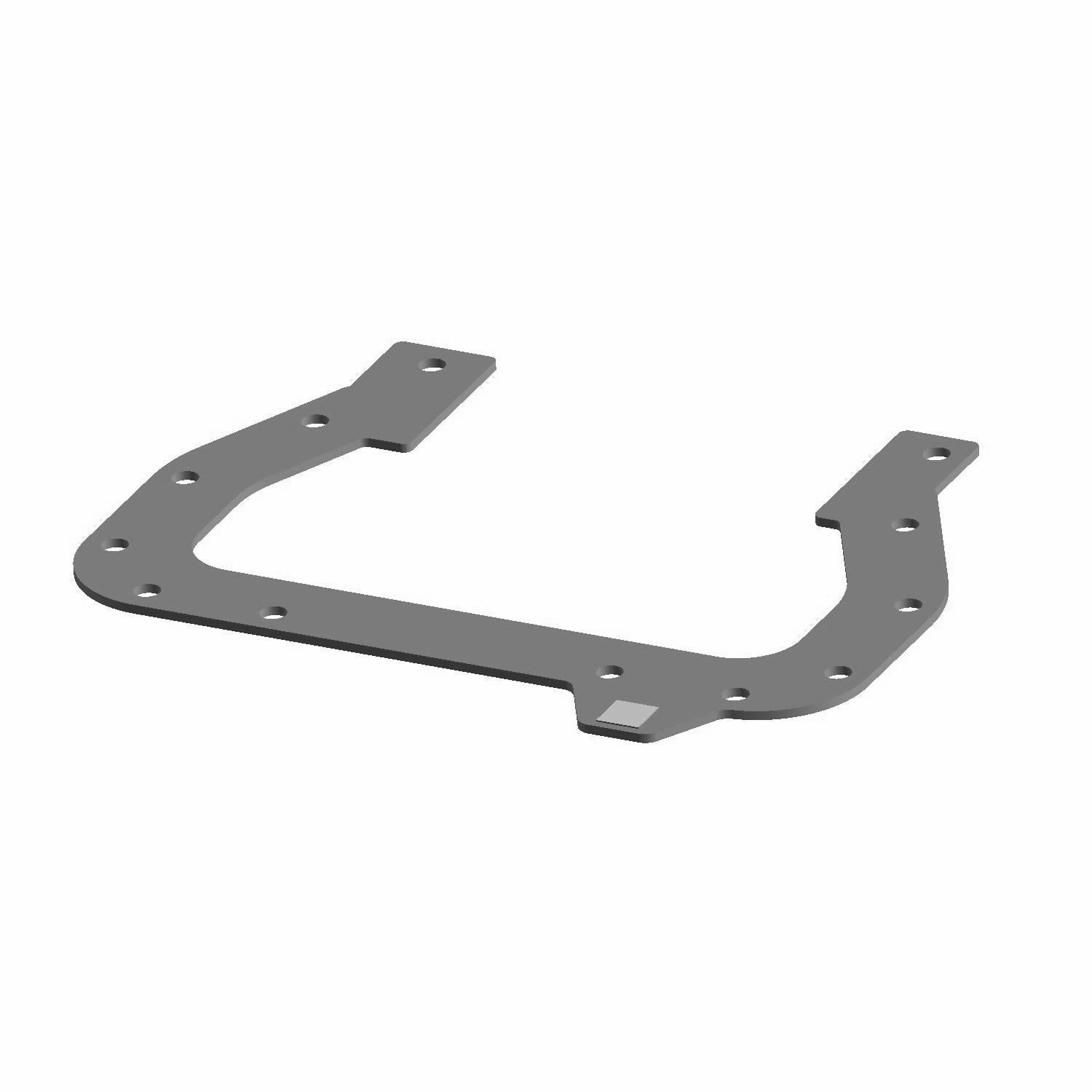 Gray metal front service cover seal with multiple mounting holes and a U-shaped design.