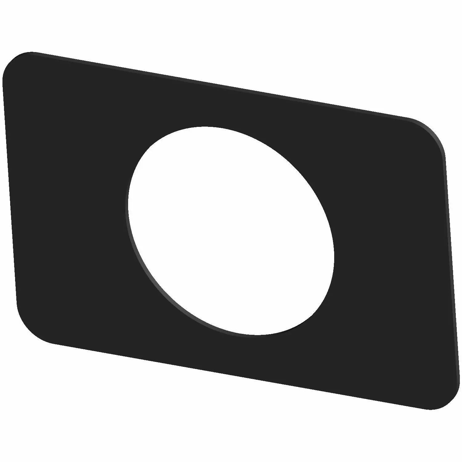 The Pad Rubber PSA by Polaris is a flat, rectangular black plate with rounded corners and a large center hole, designed as a factory-direct component for use with Indian Motorcycle OEM parts.