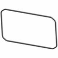 Black rectangular metal frame with rounded corners and angled edges designed as a box access seal.