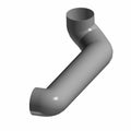 Matte gray curved duct cover with smooth finish and cylindrical openings on both ends.