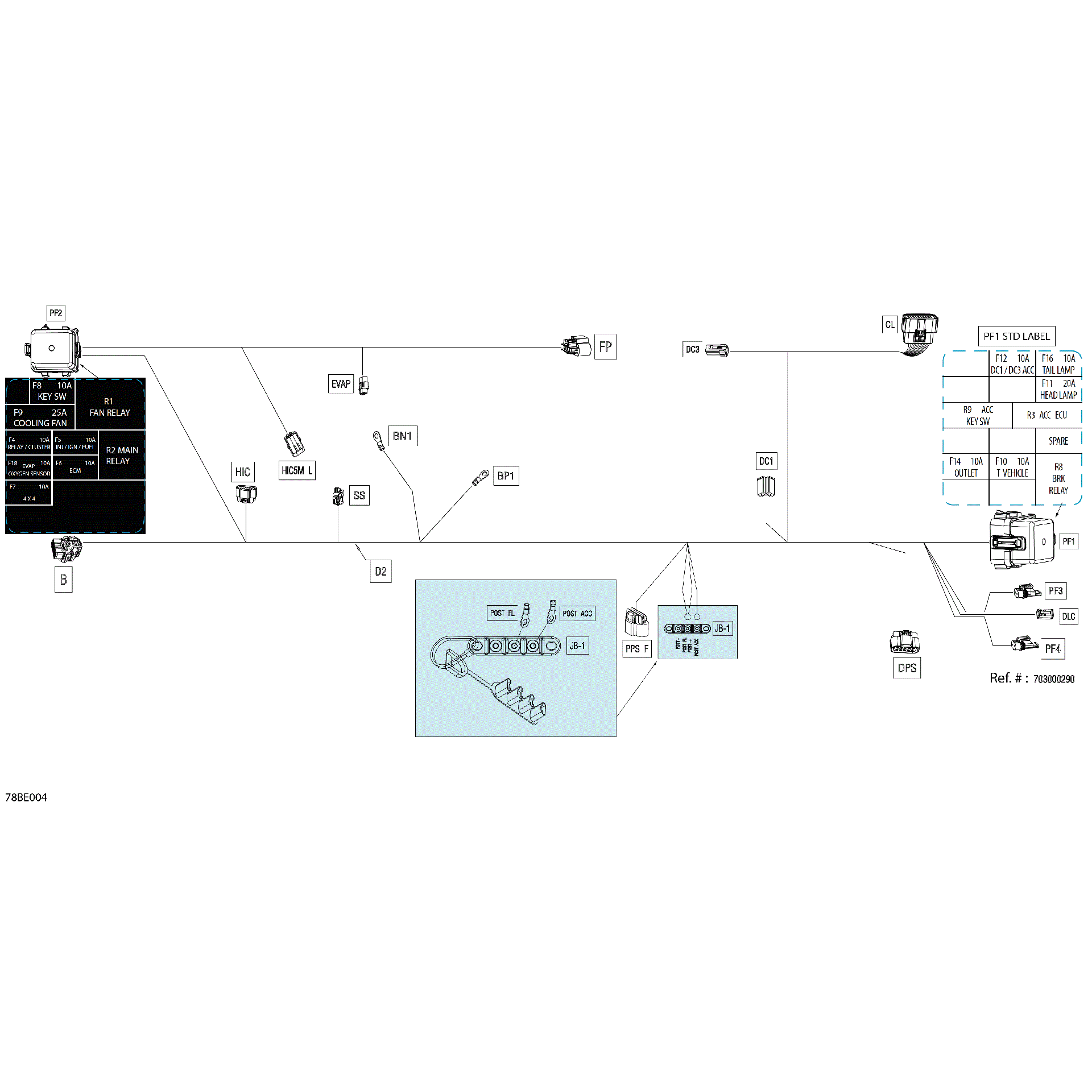 An Image of a Genuine Can-Am Parts Schematic Diagram showing the schematic - ELECTRIC - MAIN HARNESS - 710007145